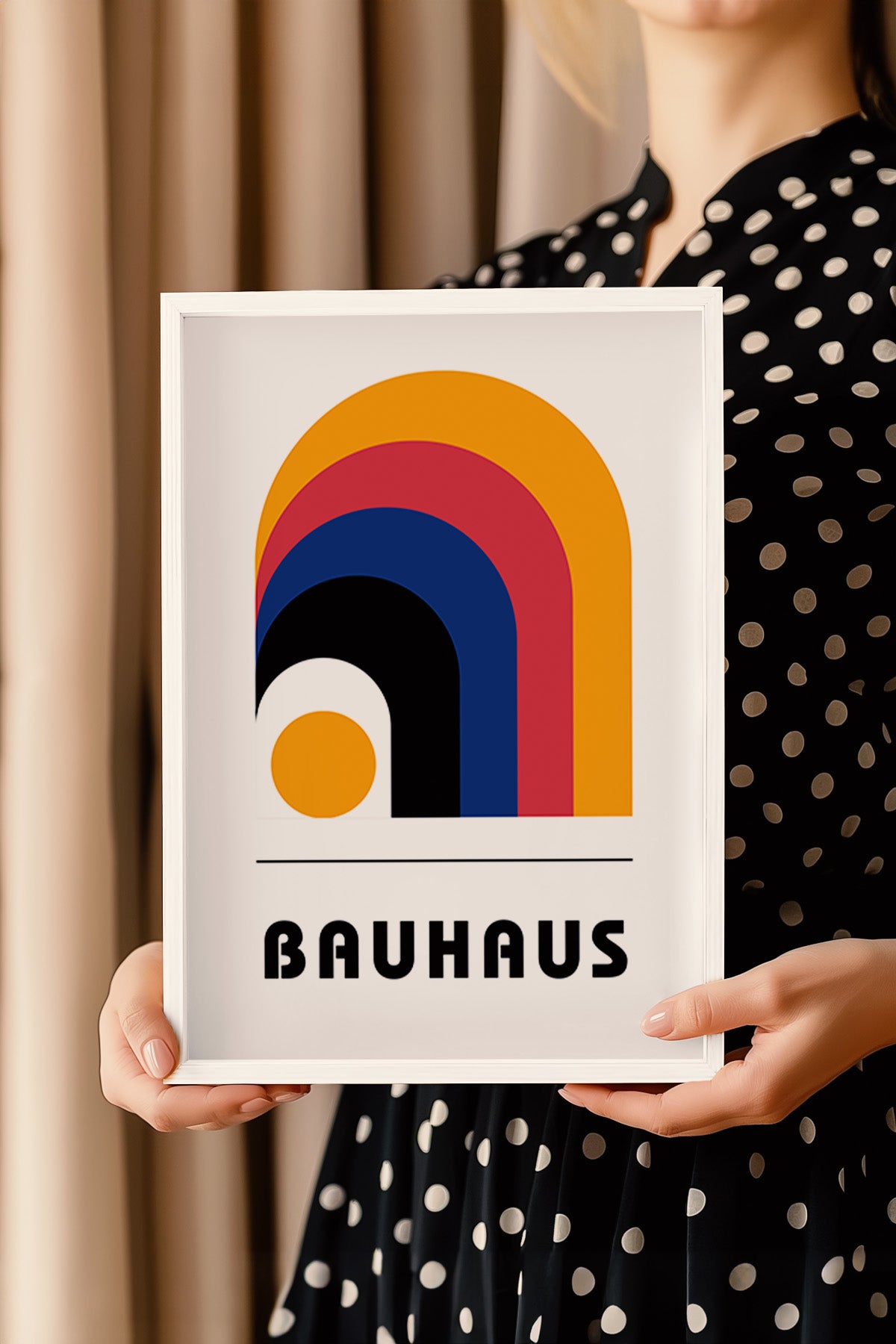Bauhaus Serisi Beyaz Çerçeveli Poster, Tablo No:111
