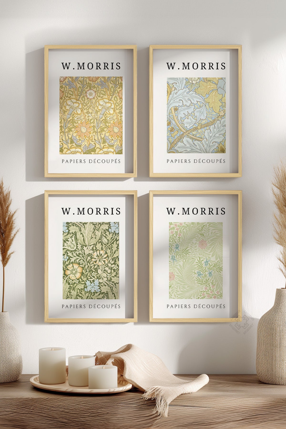 William Morris 4'lü Ahşap Çerçeveli Poster, Tablo Seti No:41