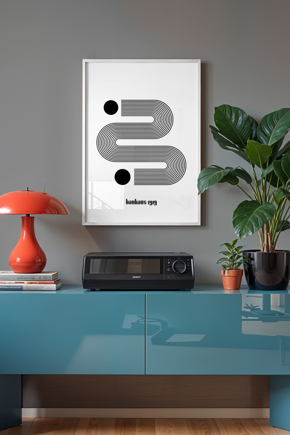 Bauhaus Serisi Beyaz Çerçeveli Poster, Tablo No:48