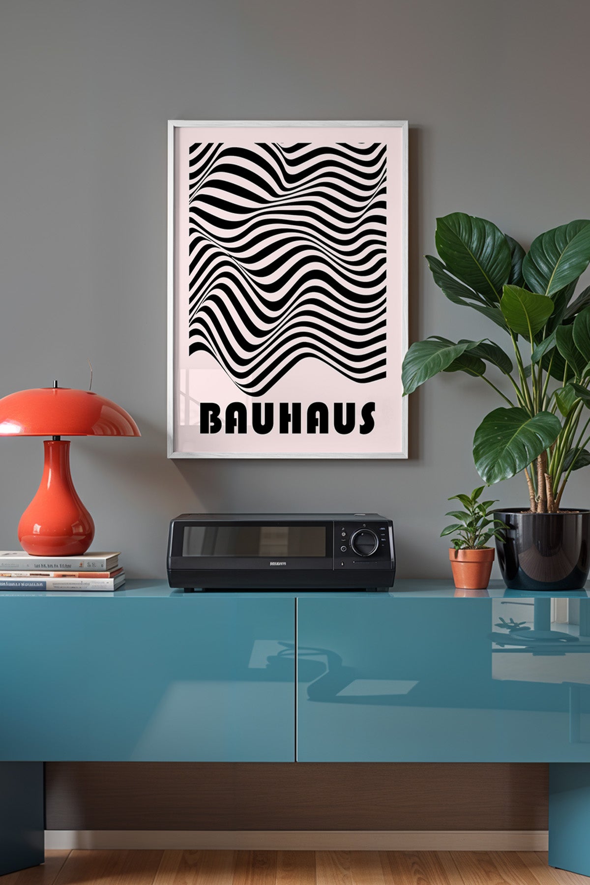 Bauhaus Serisi Beyaz Çerçeveli Poster, Tablo No:70