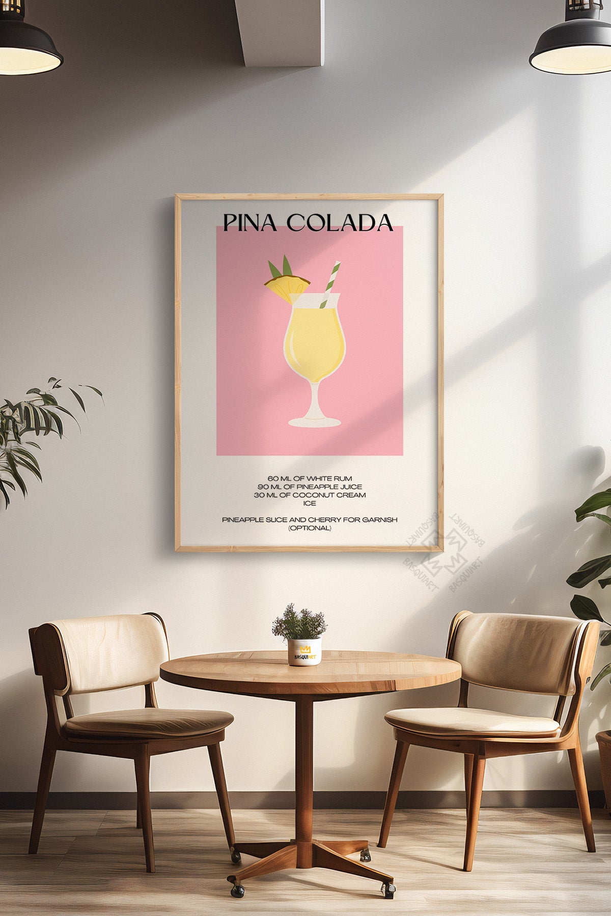Kokteyl Serisi Ahşap Çerçeveli Poster, Tablo, Cafe, Restoran, Mutfak Duvar Dekoru No:19