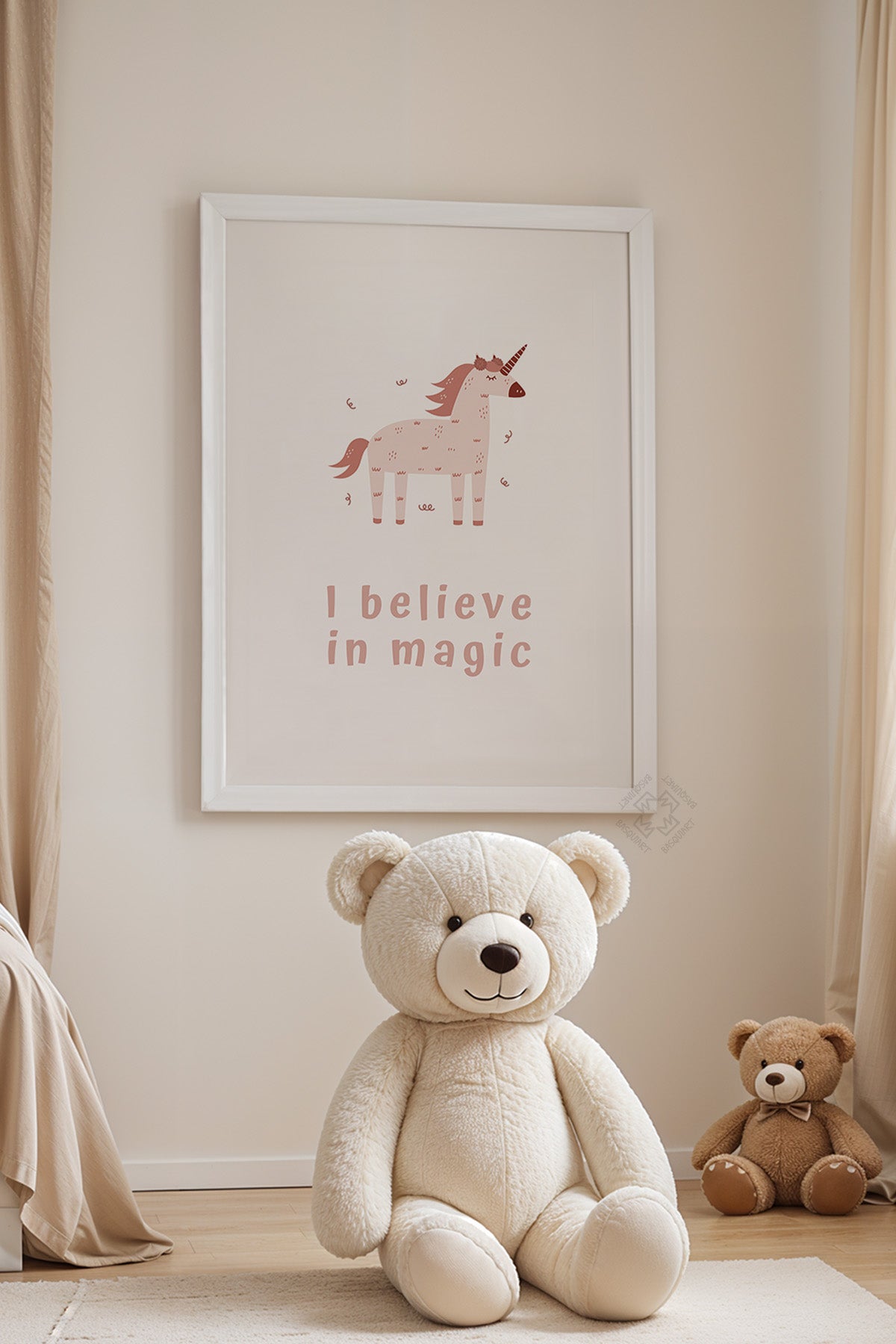 Çocuk Odası, Bebek Odası Beyaz Çerçeveli Poster, Tablo No:21