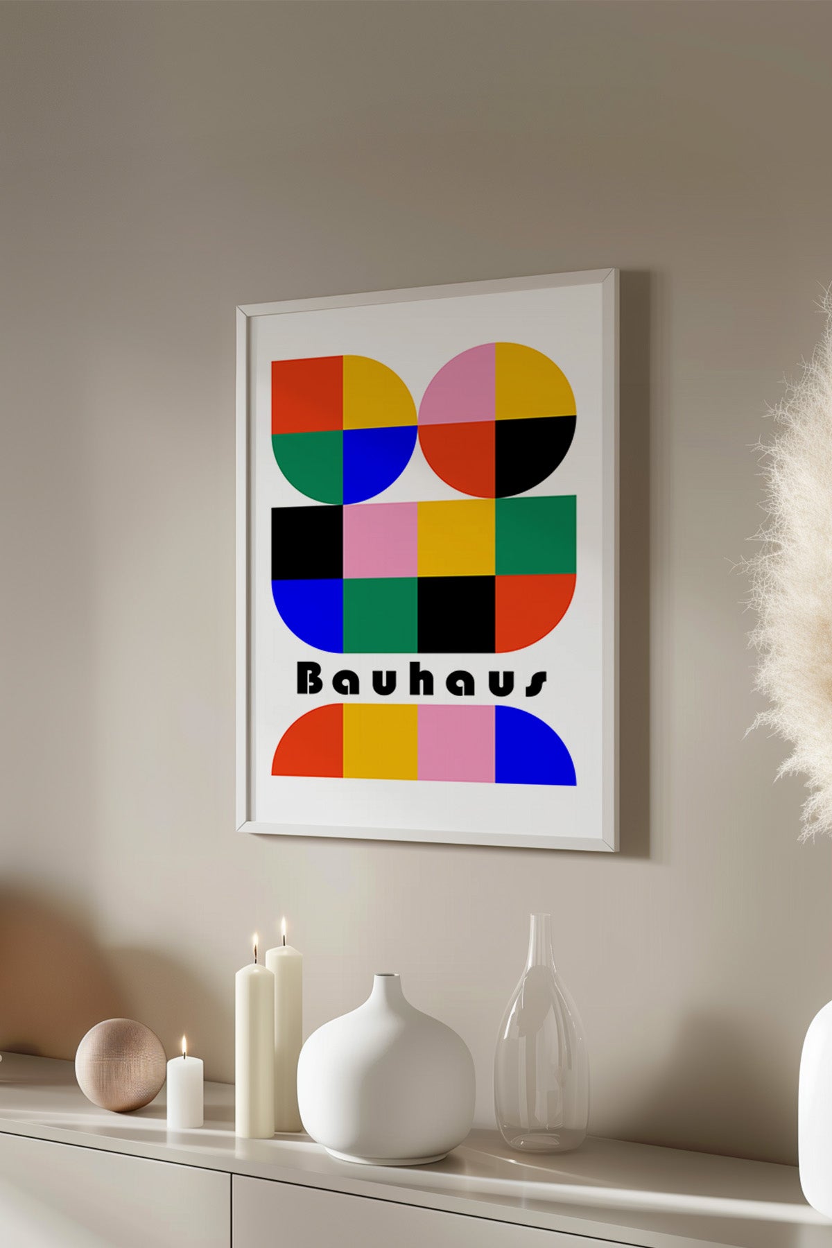 Bauhaus Serisi Beyaz Çerçeveli Poster, Tablo No:13