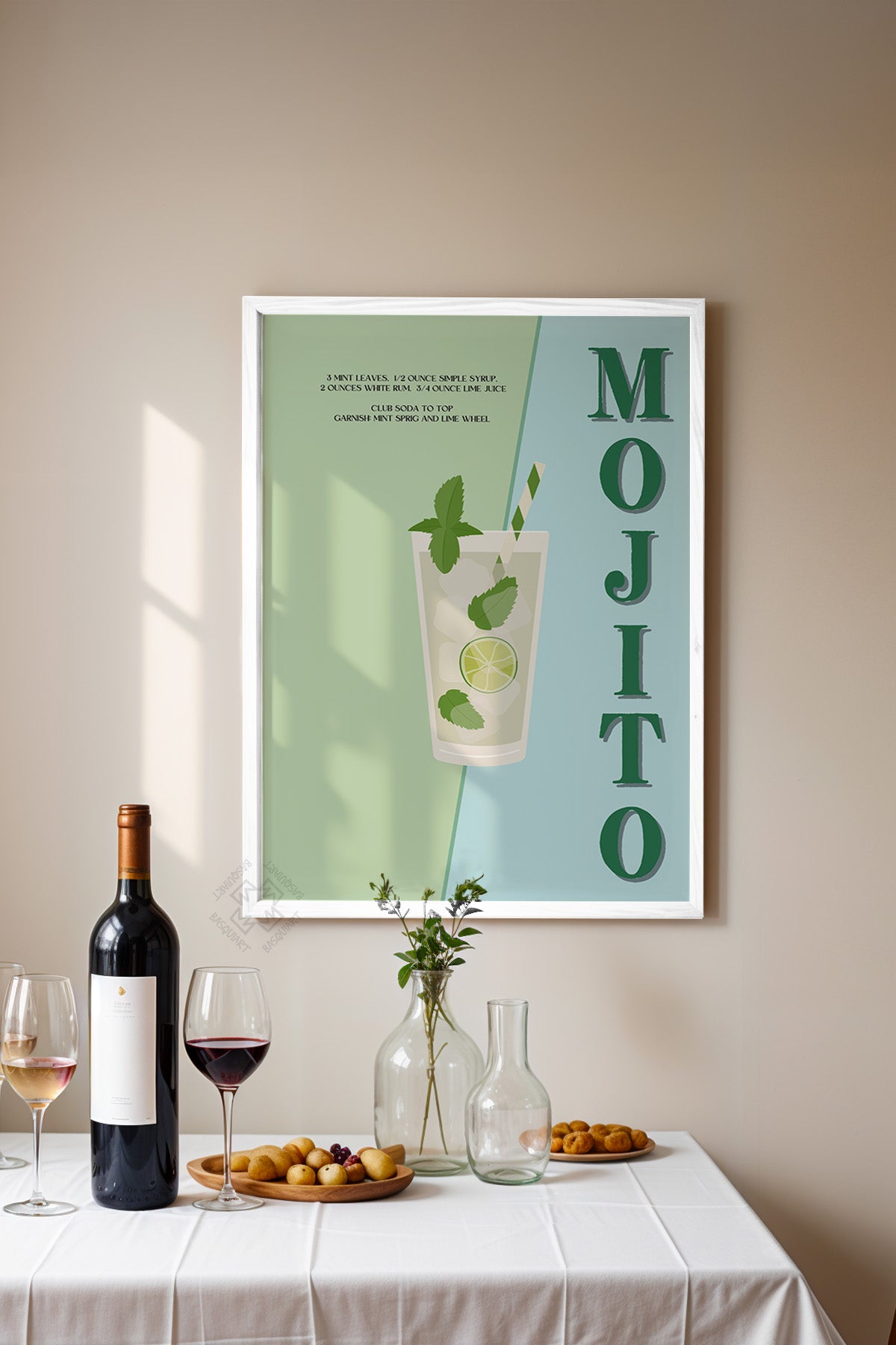 Kokteyl Serisi Beyaz Çerçeveli Poster, Tablo, Cafe, Restoran, Mutfak Duvar Dekoru No:51