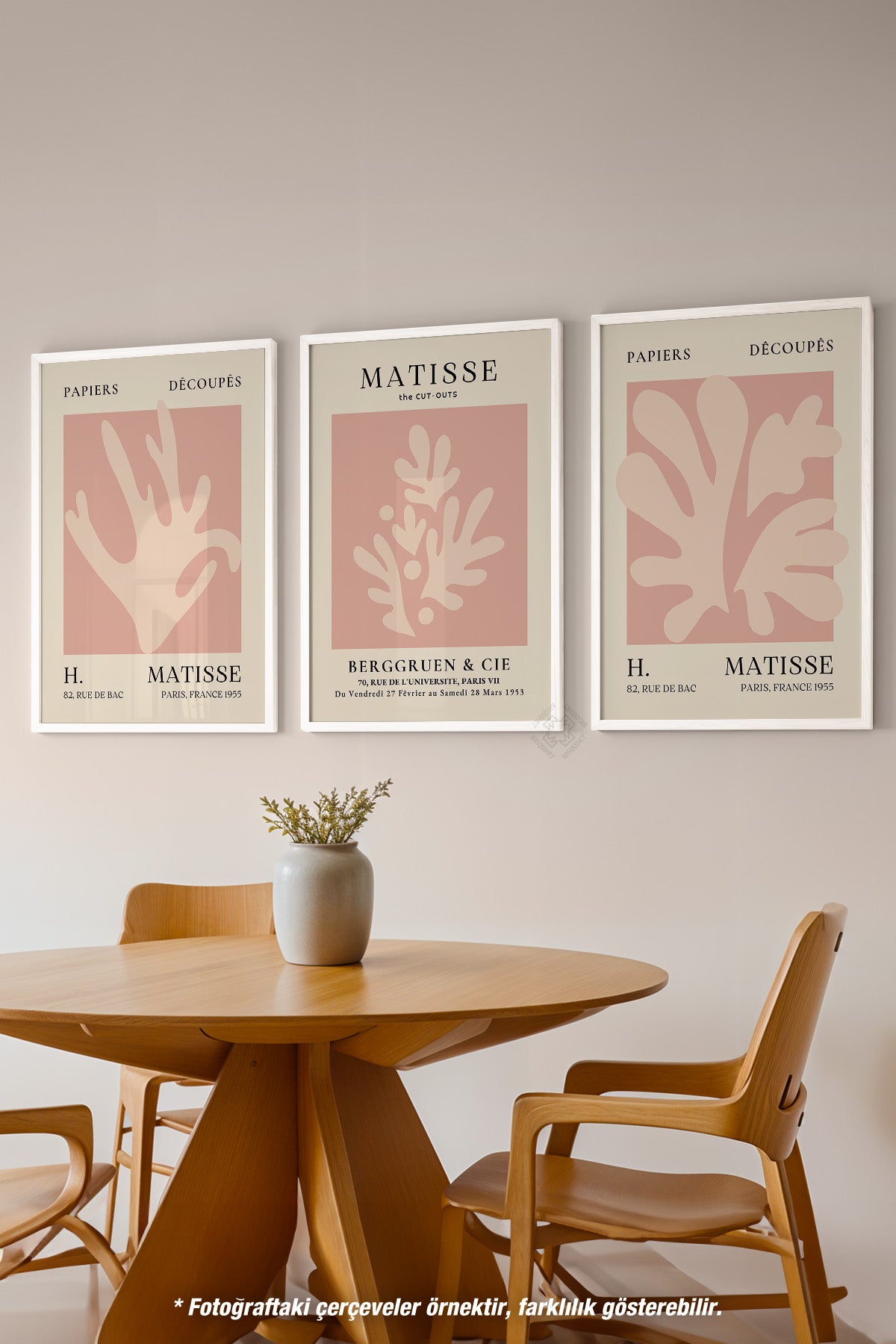 Matisse Minimal 3'lü Beyaz Çerçeveli Poster, Tablo Seti No:21
