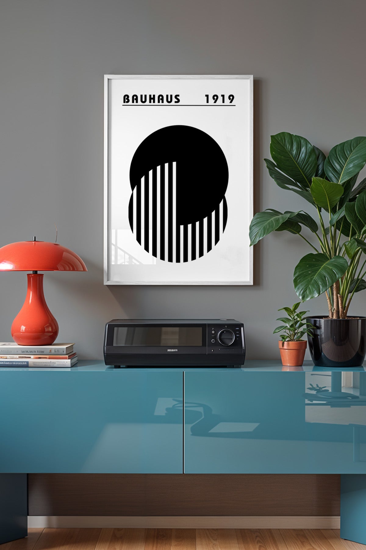 Bauhaus Serisi Beyaz Çerçeveli Poster, Tablo No:50