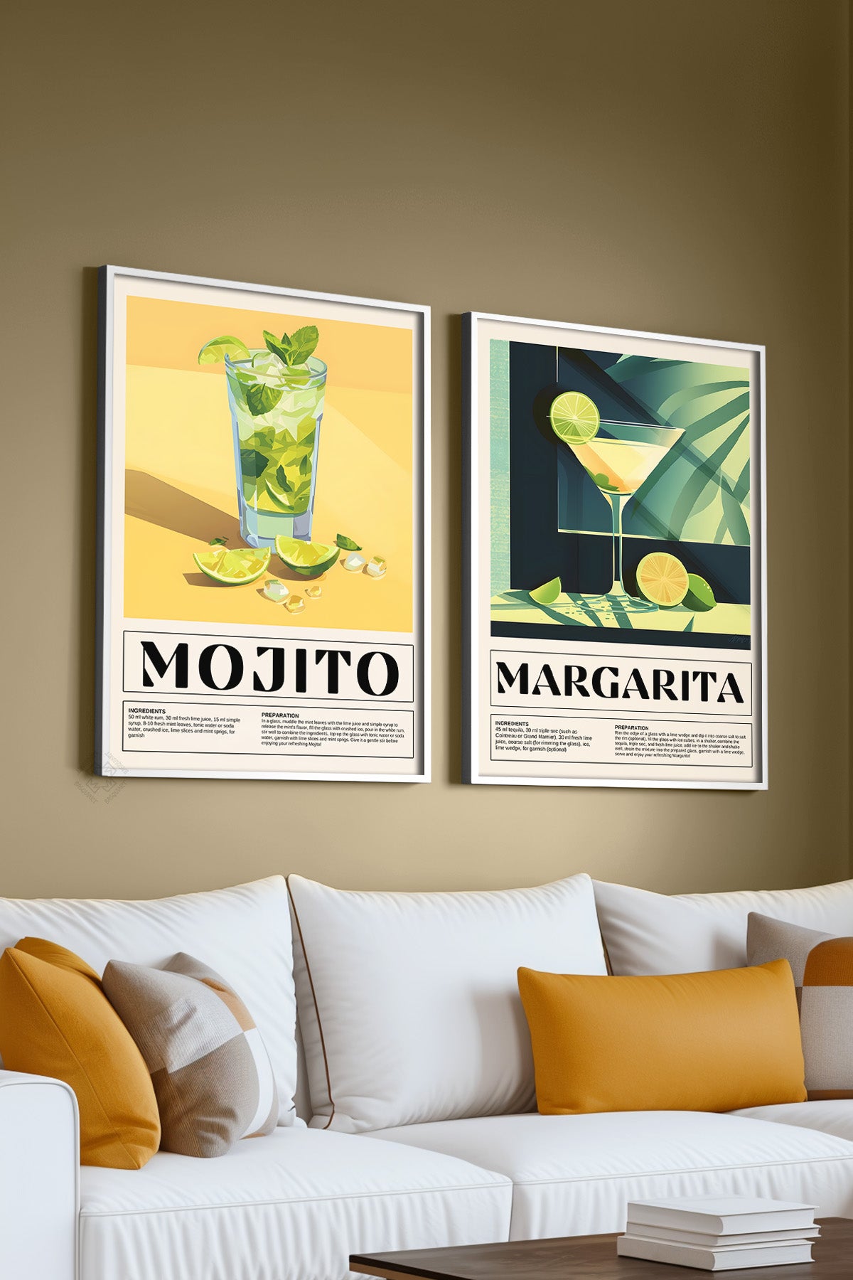 Kokteyl 2'li Beyaz Çerçeveli Poster, Tablo Seti No:32