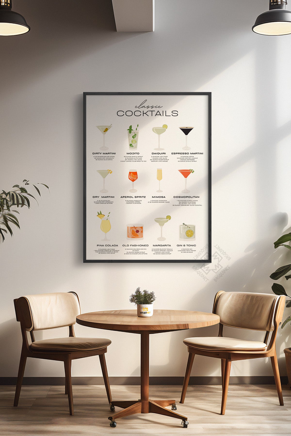 Kokteyl Serisi Siyah Çerçeveli Poster, Tablo, Cafe, Restoran, Mutfak Duvar Dekoru No:27
