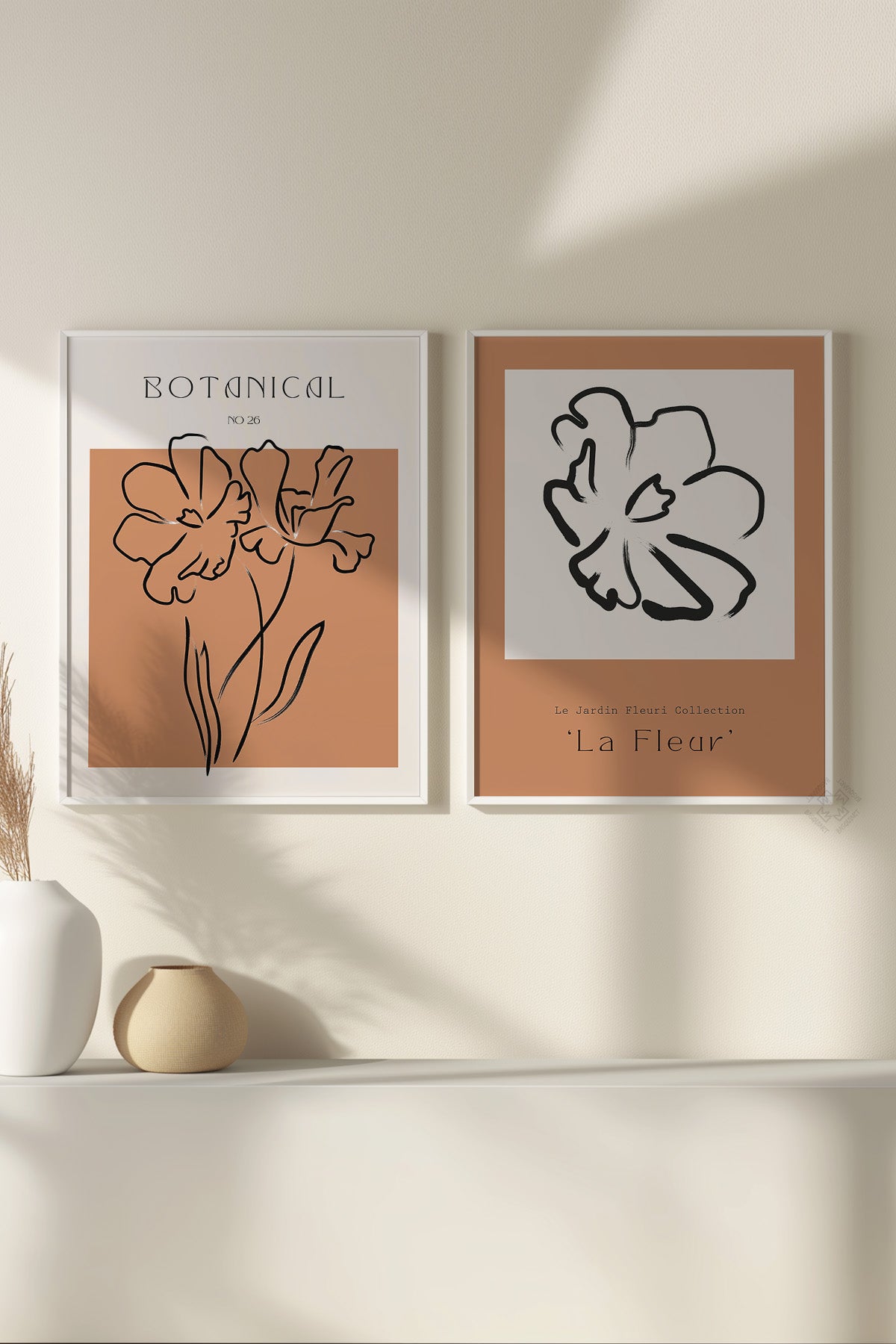 Boho 2'li Beyaz Çerçeveli Poster, Tablo Seti No:17
