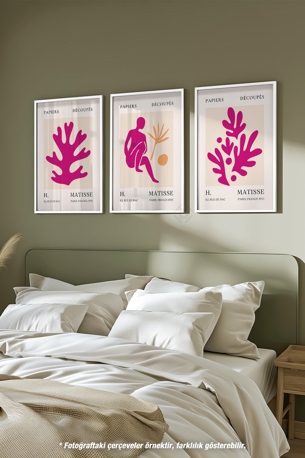 Matisse Modern 3'lü Beyaz Çerçeveli Poster, Tablo Seti No:23