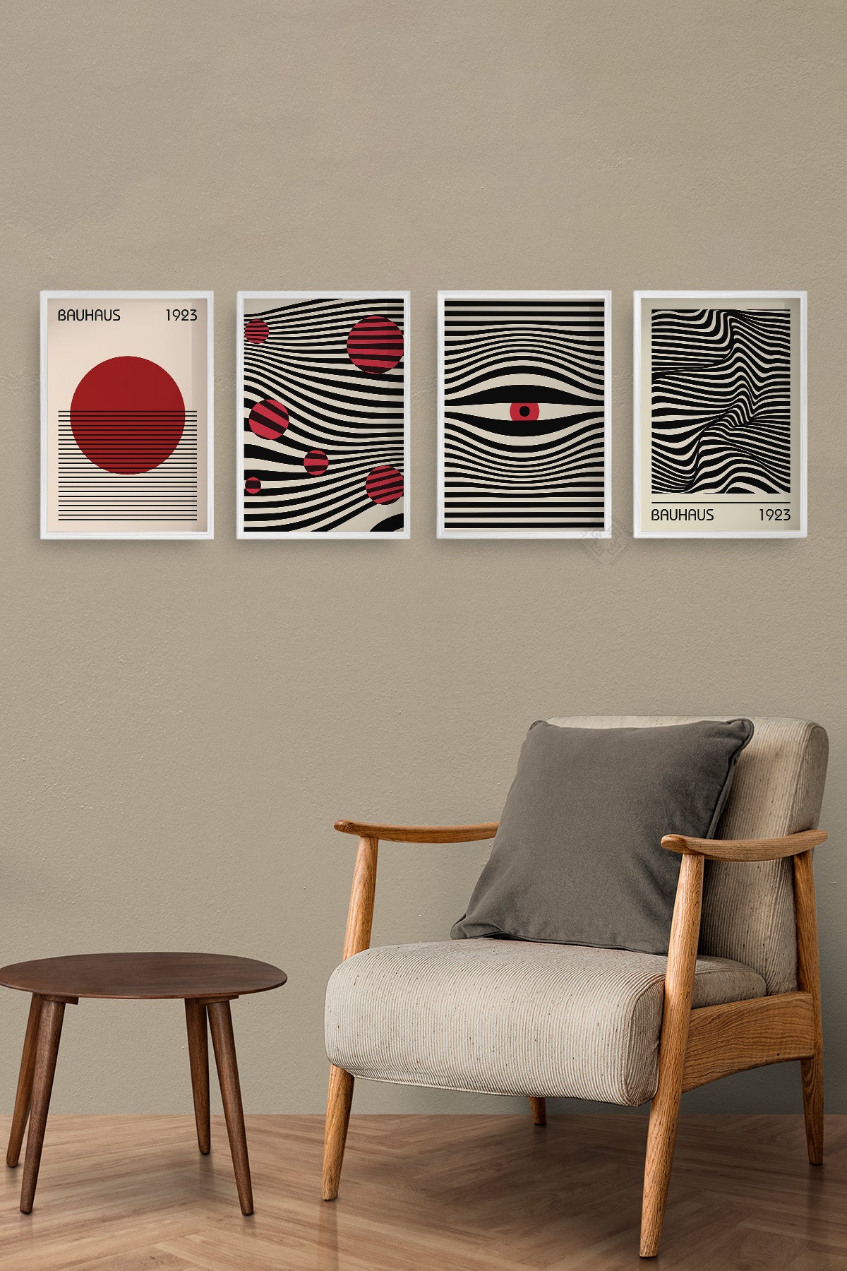 Bauhaus 4'lü Beyaz Çerçeveli Poster, Tablo Seti No:32