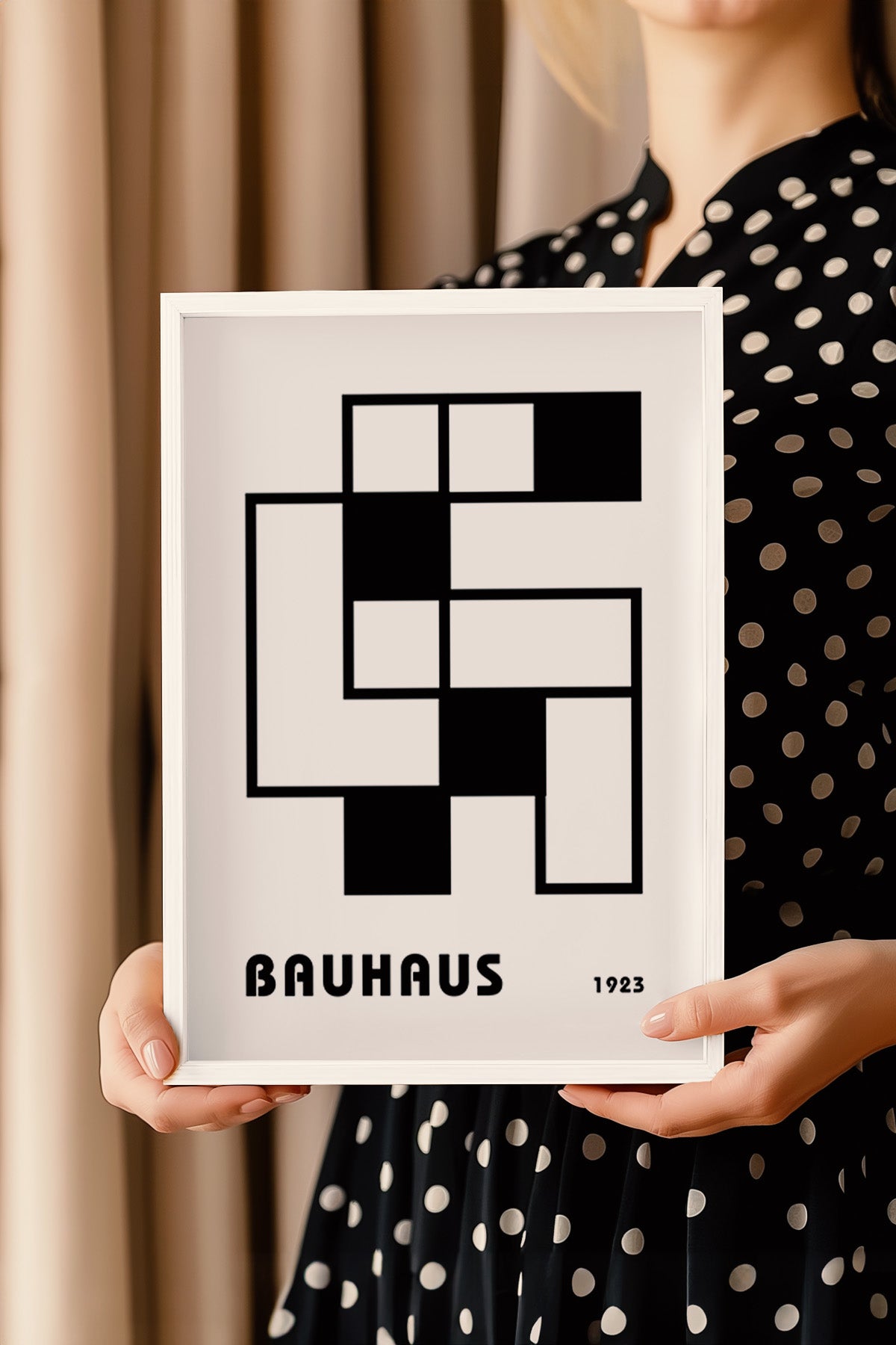 Bauhaus Serisi Beyaz Çerçeveli Poster, Tablo No:51