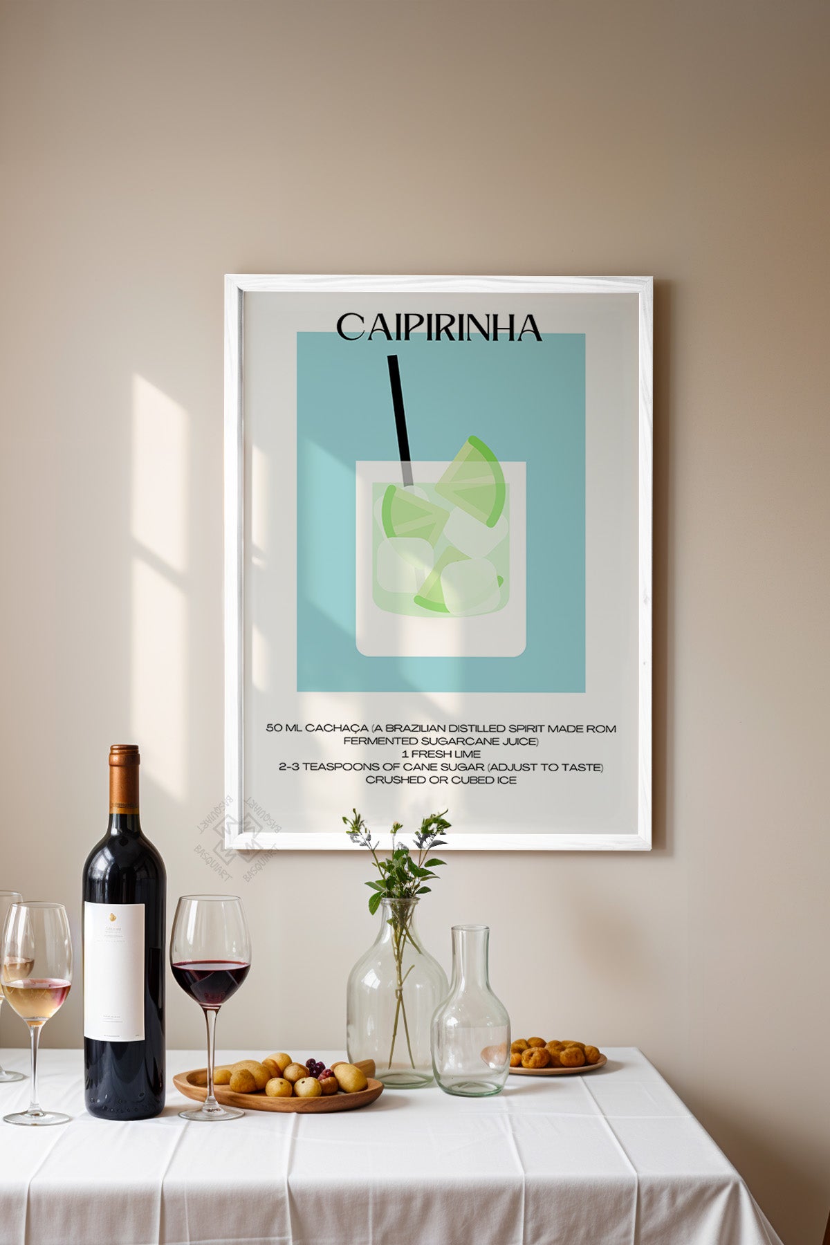 Kokteyl Serisi Beyaz Çerçeveli Poster, Tablo, Cafe, Restoran, Mutfak Duvar Dekoru No:21