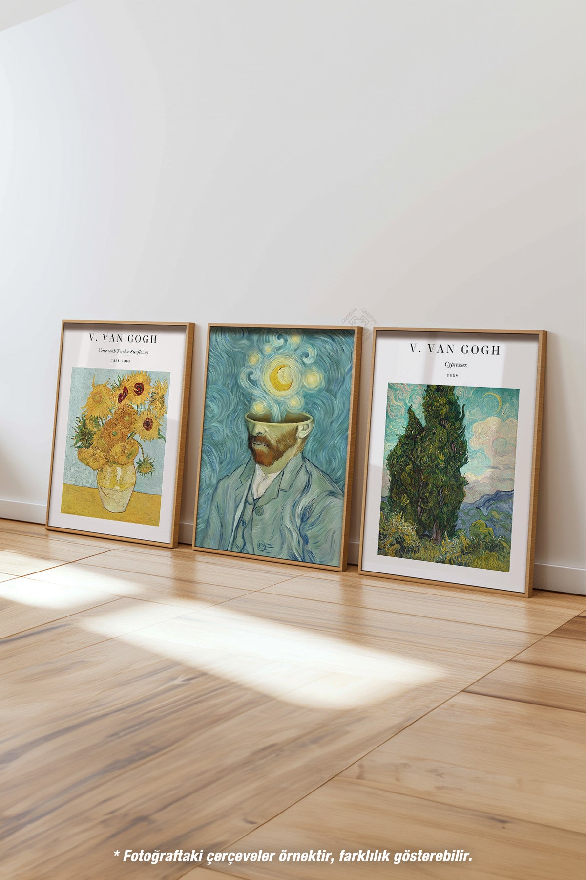 Van Gogh 3'lü Ahşap Çerçeveli Poster, Tablo Seti No:25