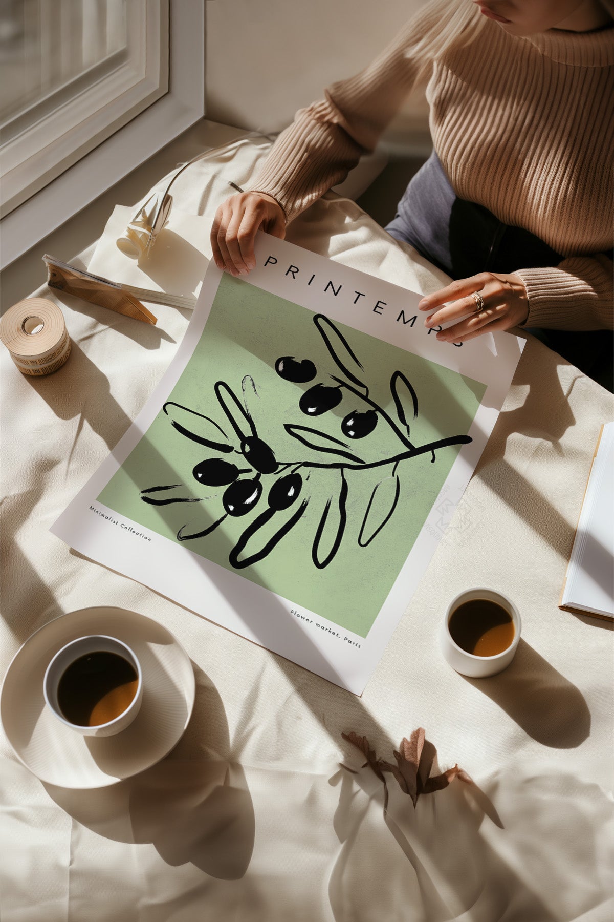 Yeşil Minimal 4'lü Poster Seti, Duvar Dekoru No:10