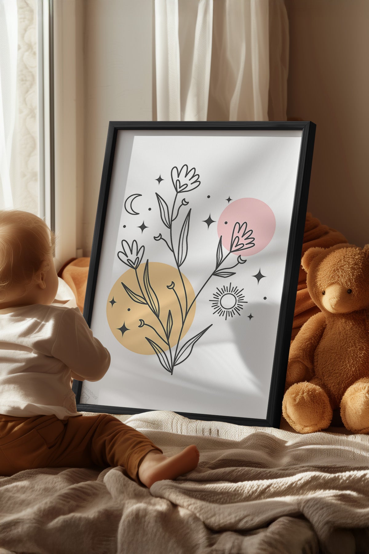 Çocuk Odası, Bebek Odası Siyah Çerçeveli Poster, Tablo No:90