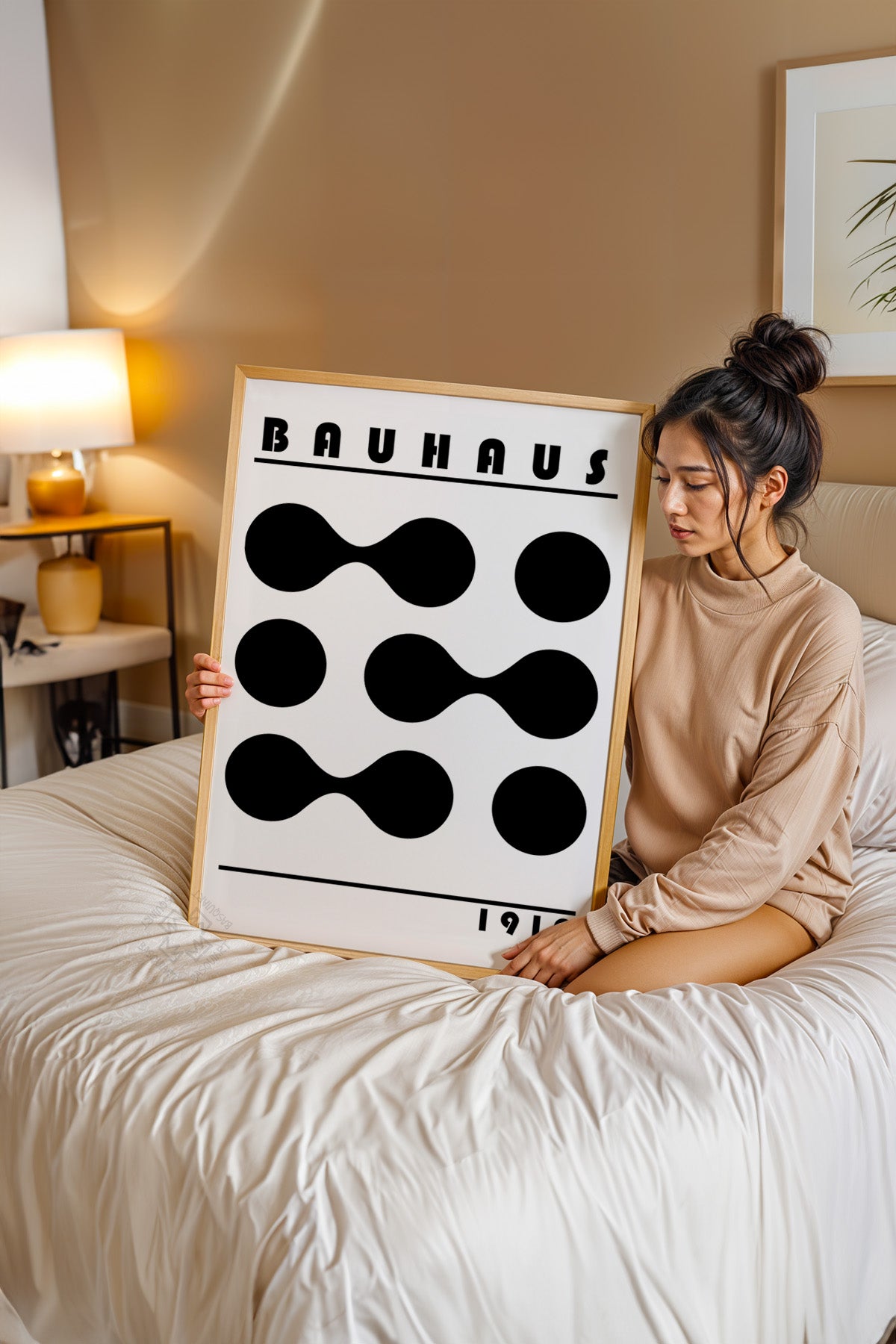 Bauhaus Serisi Ahşap Çerçeveli Poster, Tablo No:53