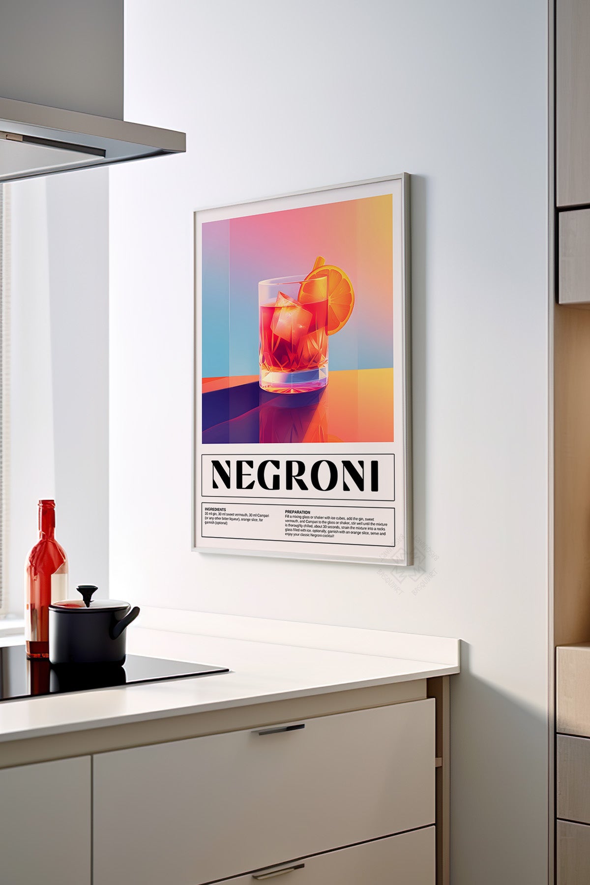 Kokteyl Serisi Beyaz Çerçeveli Poster, Tablo, Cafe, Restoran, Mutfak Duvar Dekoru No:2