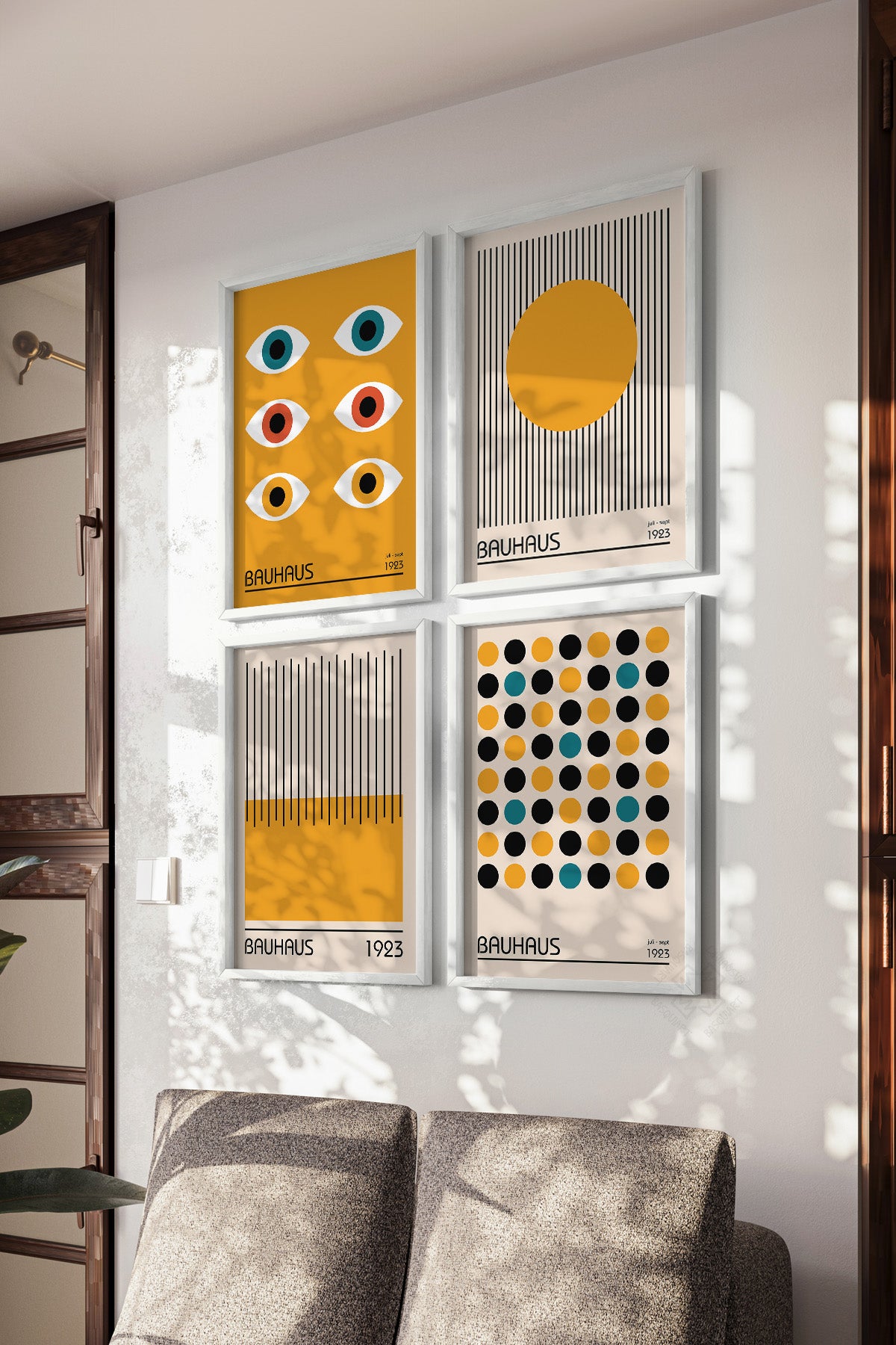 Bauhaus 4'lü Beyaz Çerçeveli Poster, Tablo Seti No:31