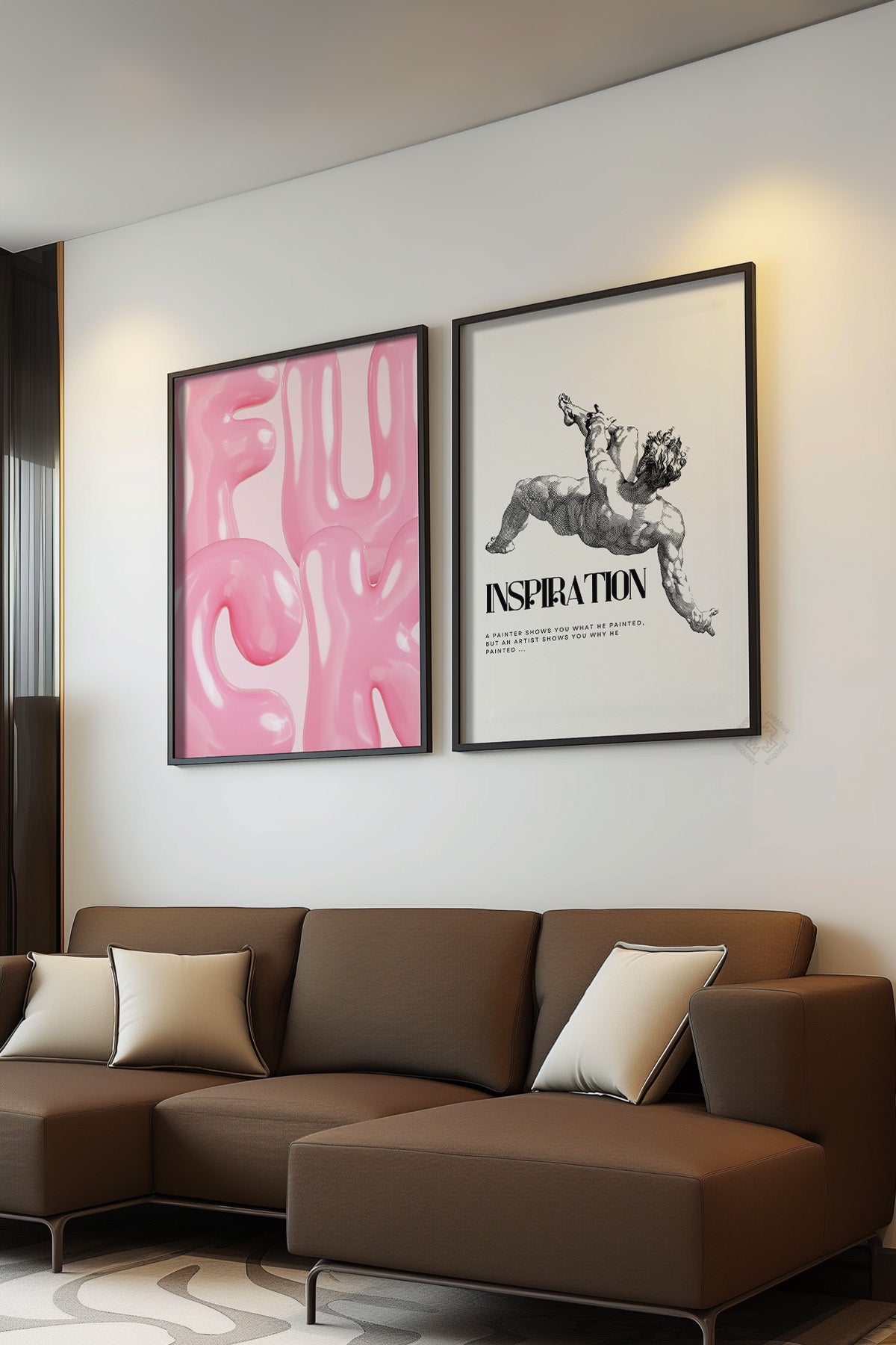 Modern Sanatsal 2'li Siyah Çerçeveli Poster, Tablo Seti No:9