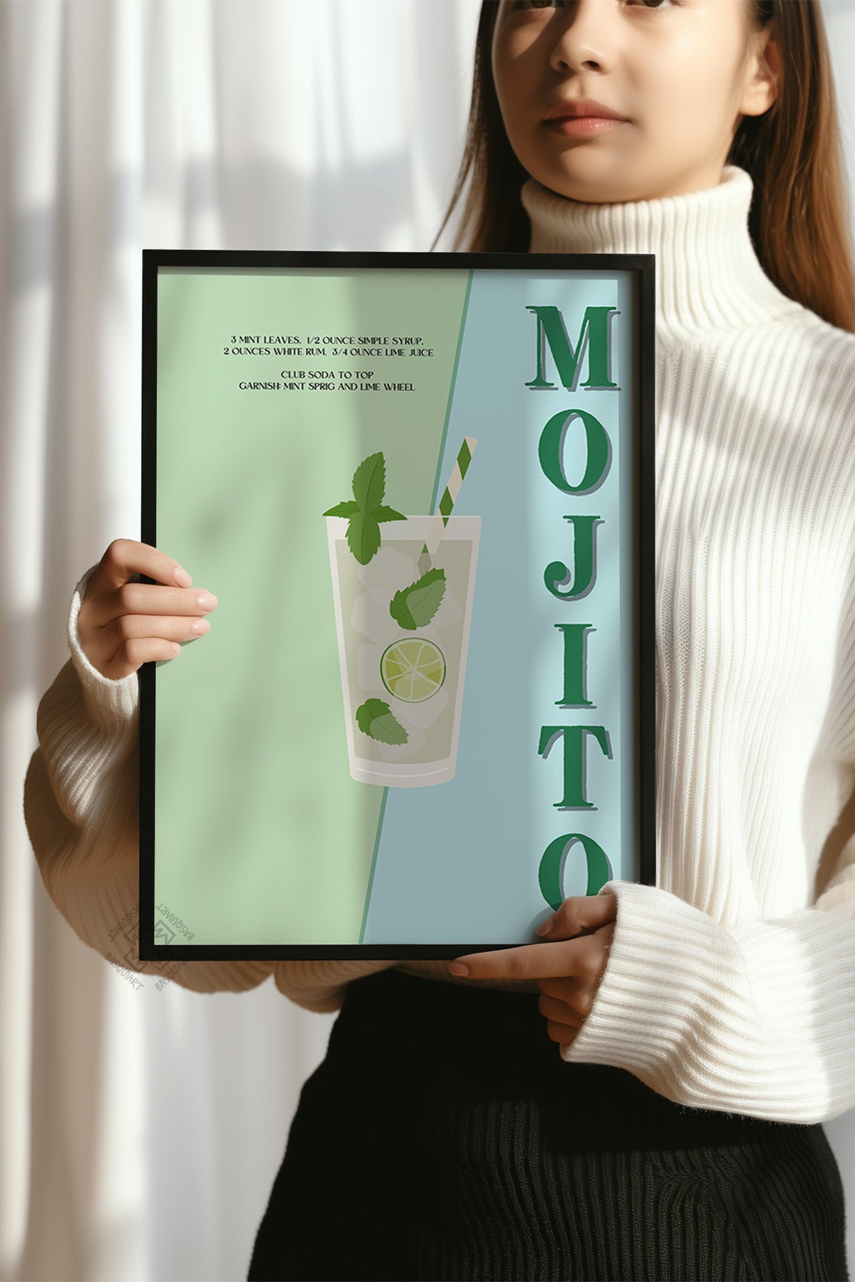 Kokteyl Serisi Siyah Çerçeveli Poster, Tablo, Cafe, Restoran, Mutfak Duvar Dekoru No:51
