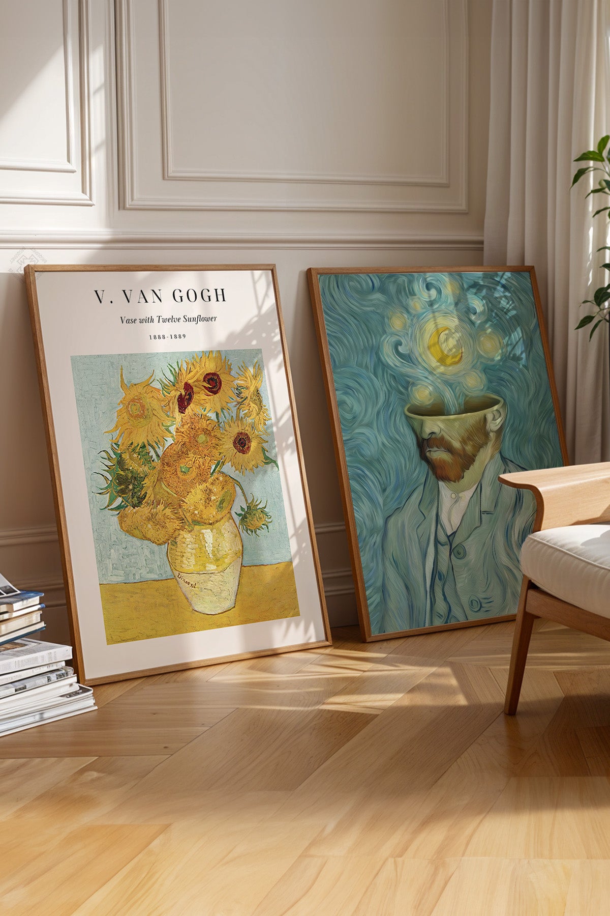 Van Gogh 2'li Ahşap Çerçeveli Poster, Tablo Seti No:1
