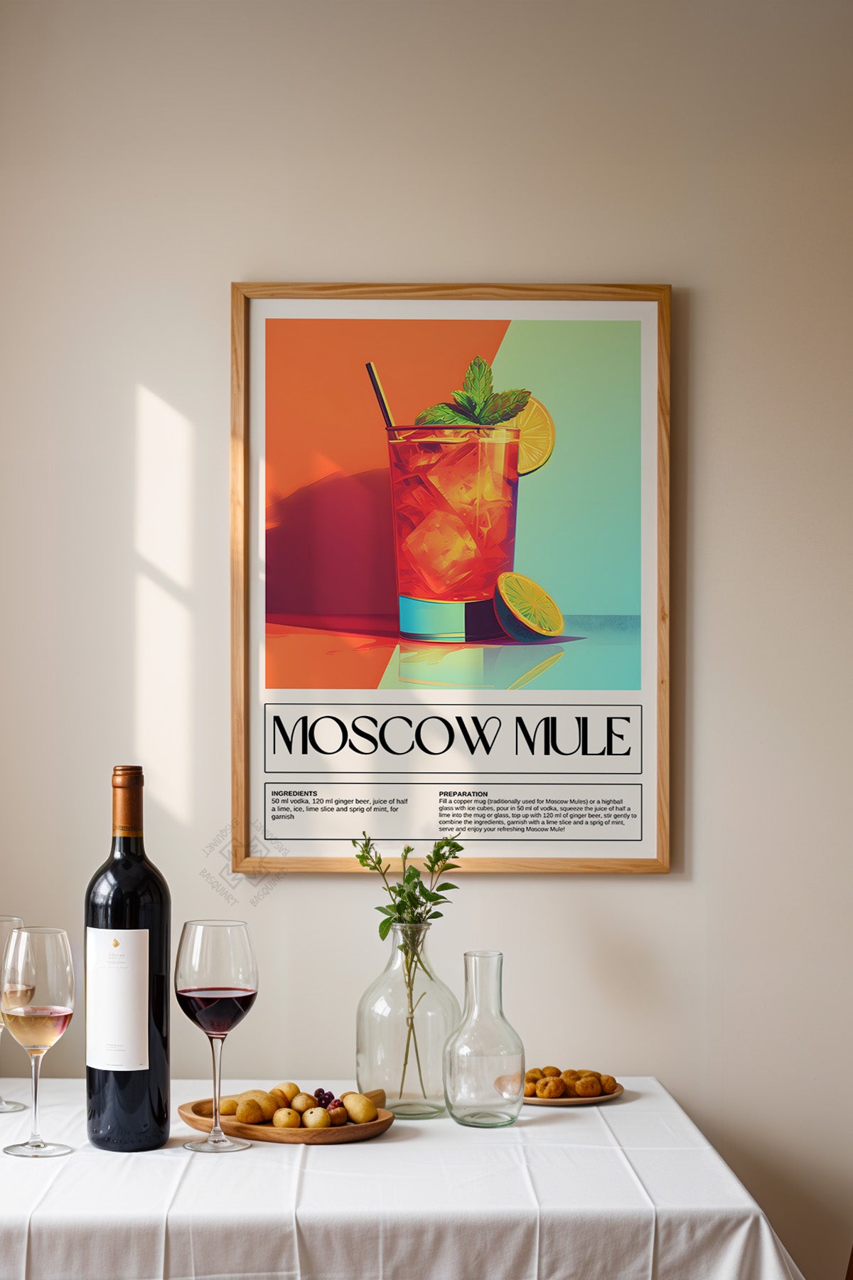 Kokteyl Serisi Ahşap Çerçeveli Poster, Tablo, Cafe, Restoran, Mutfak Duvar Dekoru No:11