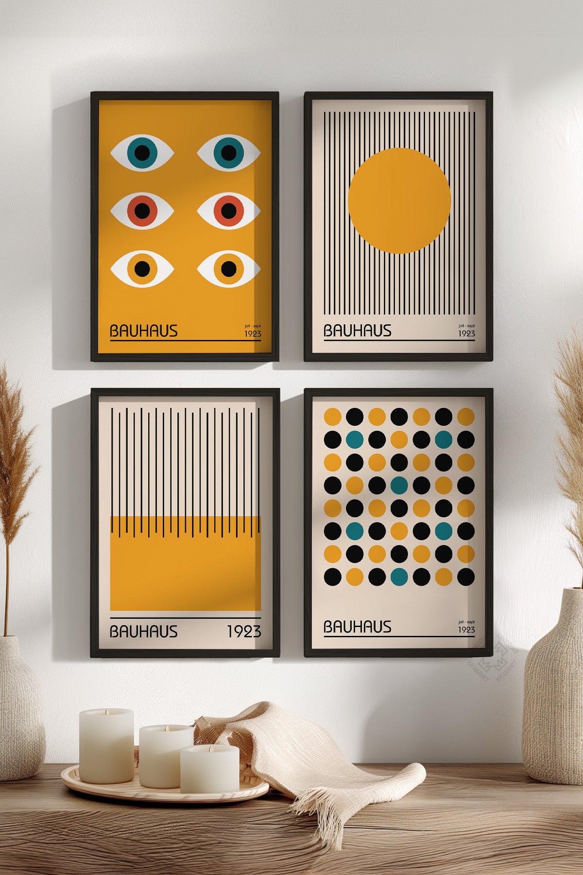 Bauhaus 4'lü Siyah Çerçeveli Poster, Tablo Seti No:31