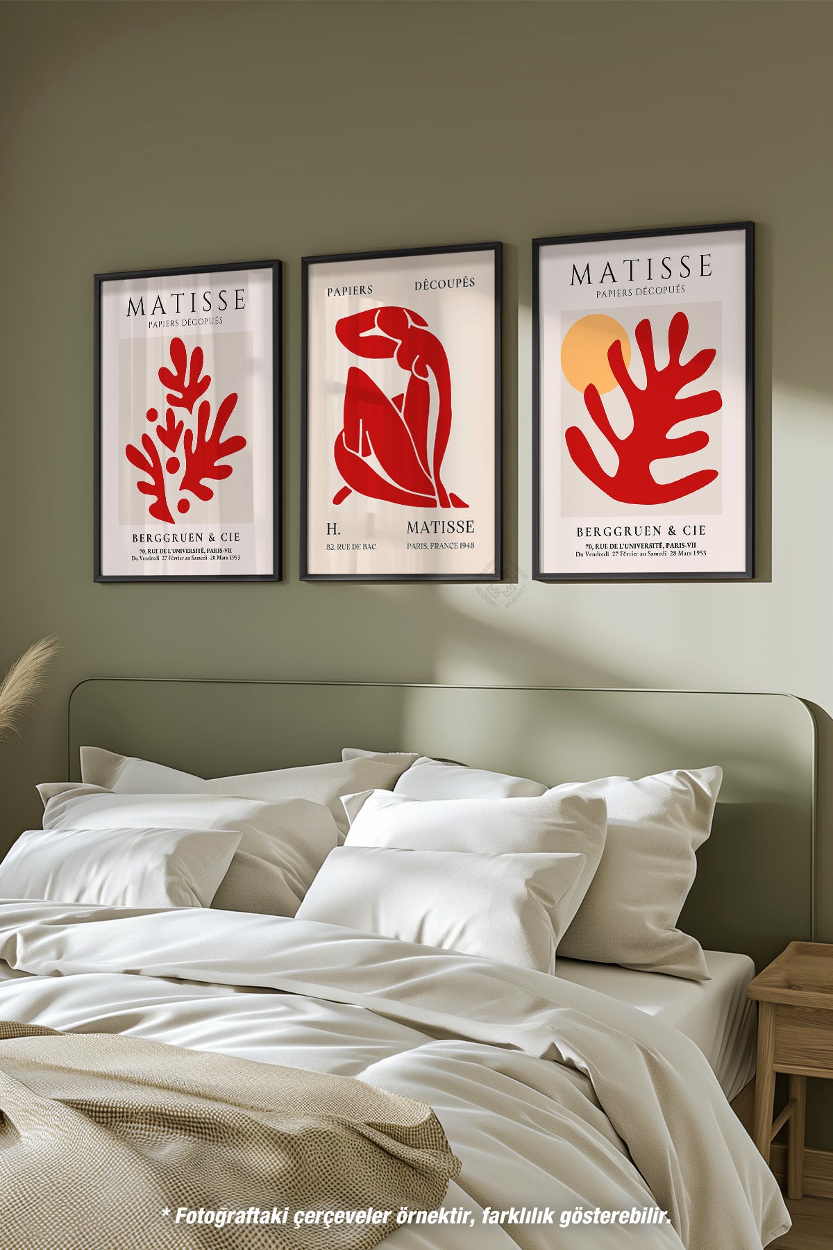 Matisse Vintage 3'lü Siyah Çerçeveli Poster, Tablo Seti No:22