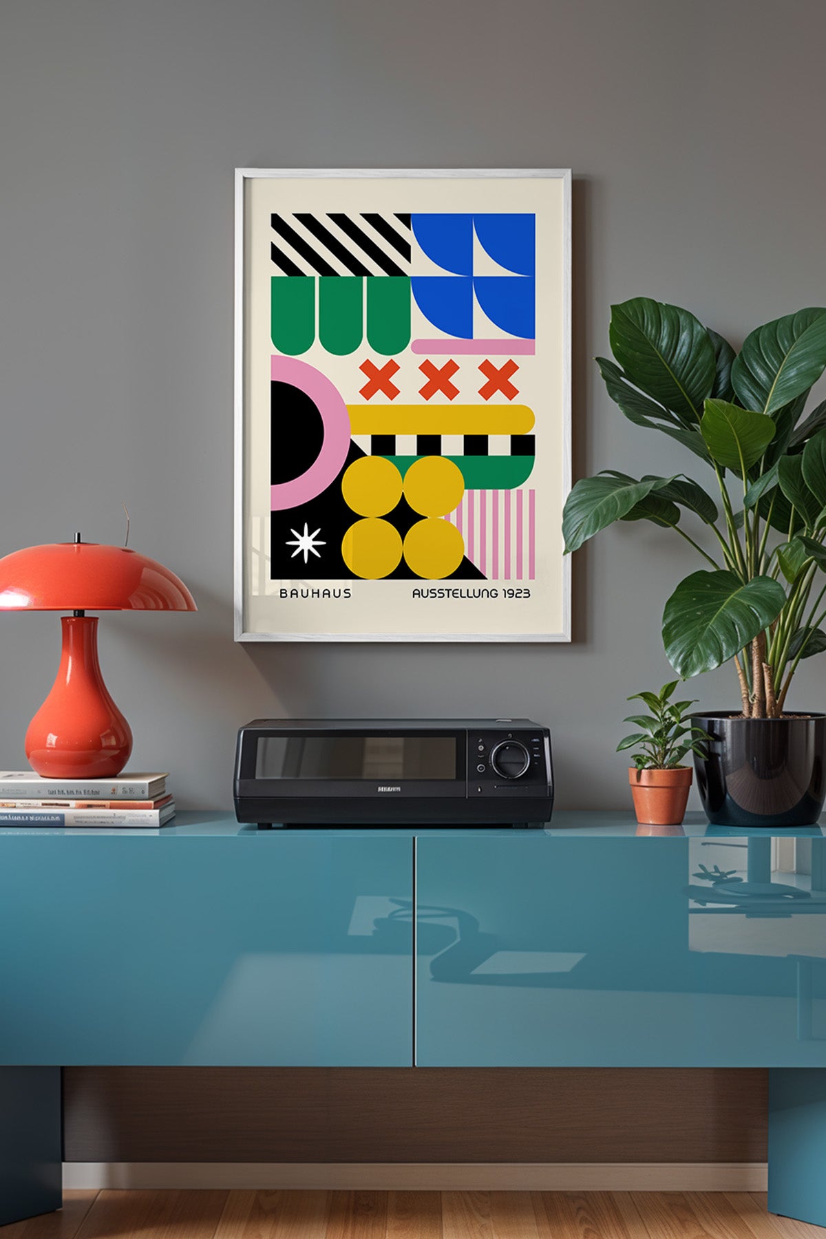 Bauhaus Serisi Beyaz Çerçeveli Poster, Tablo No:96