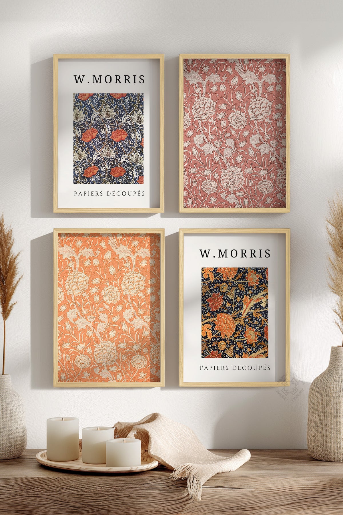 Morris 4'lü Ahşap Çerçeveli Poster, Tablo Seti No:43