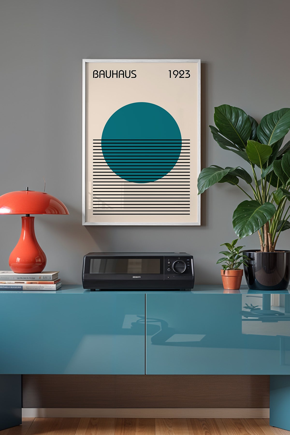 Bauhaus Serisi Beyaz Çerçeveli Poster, Tablo No:20