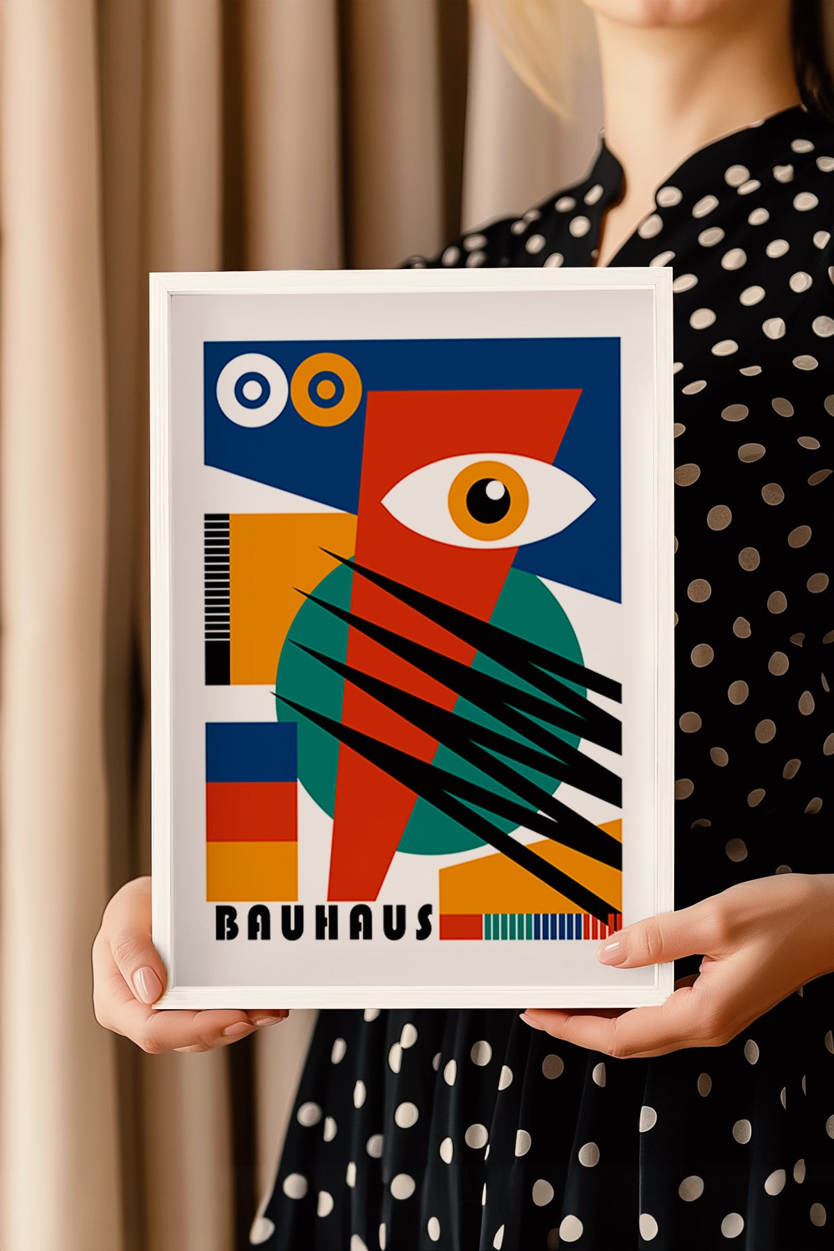 Bauhaus Serisi Beyaz Çerçeveli Poster, Tablo No:1