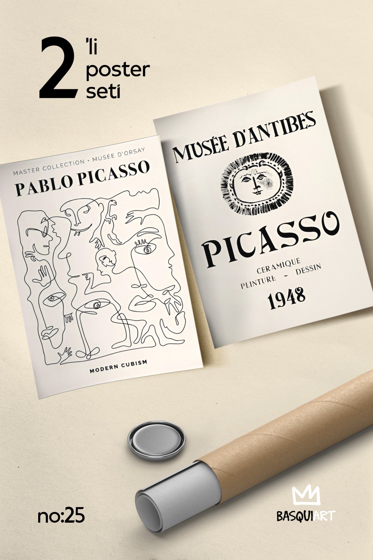 Picasso Minimal 2'li Poster Seti, Duvar Dekoru No:25