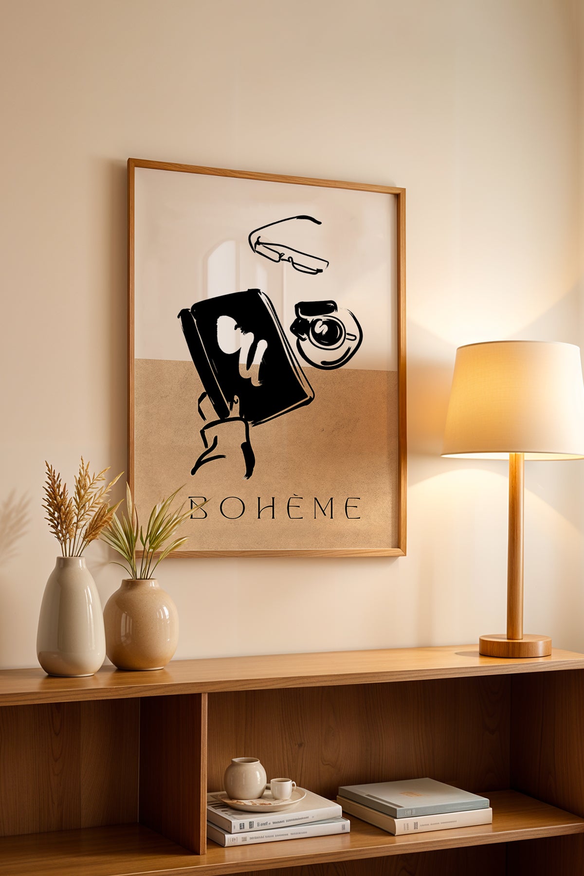 Bohemian Serisi Ahşap Çerçeveli Poster, Tablo No:68
