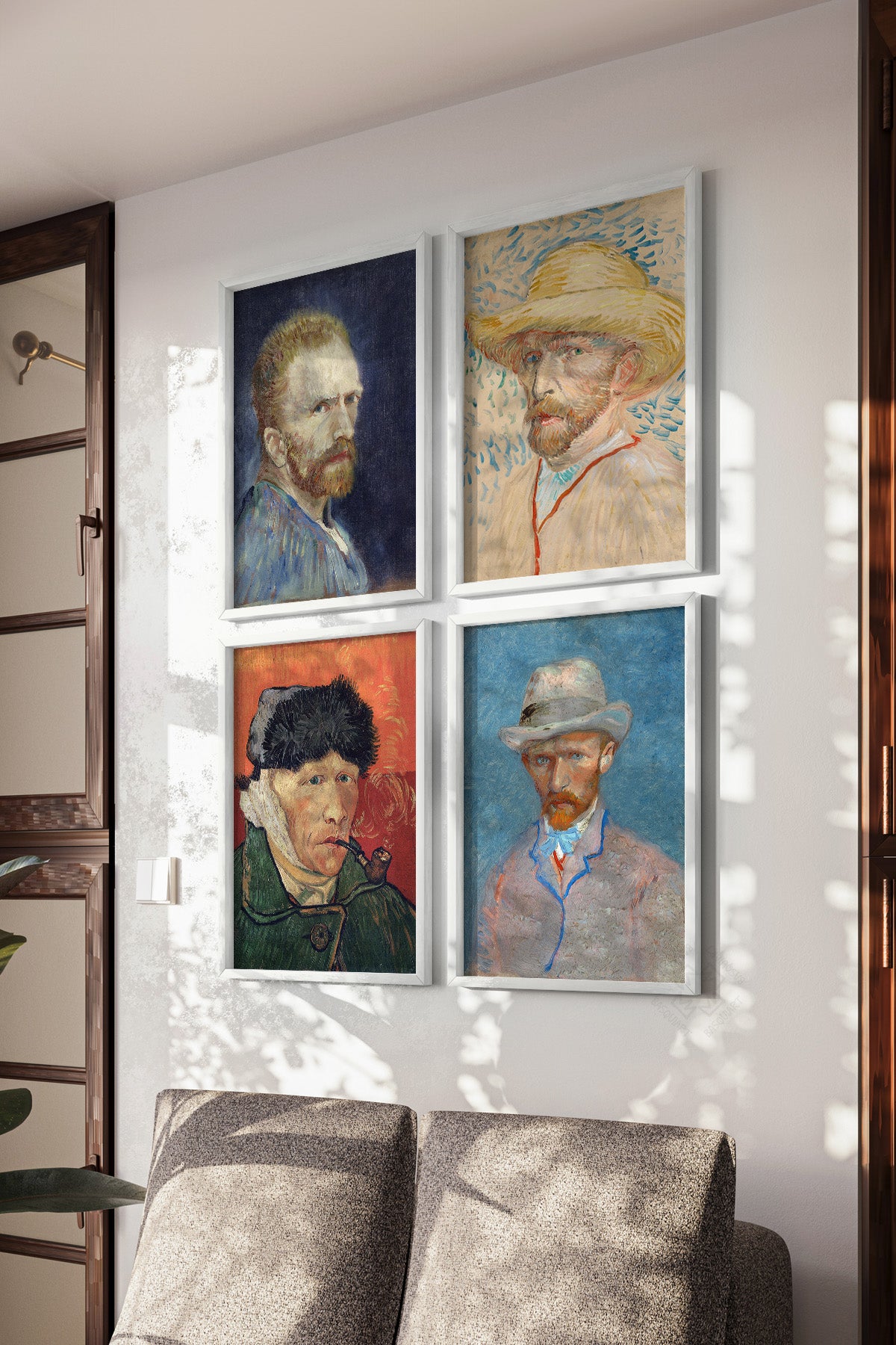 Van Gogh 4'lü Beyaz Çerçeveli Poster, Tablo Seti No:47