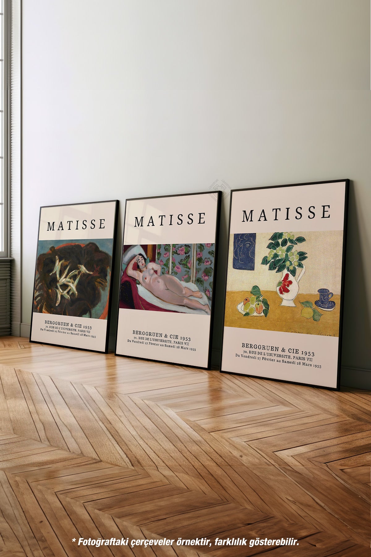Matisse Sanatsal 3'lü Siyah Çerçeveli Poster, Tablo Seti No:13