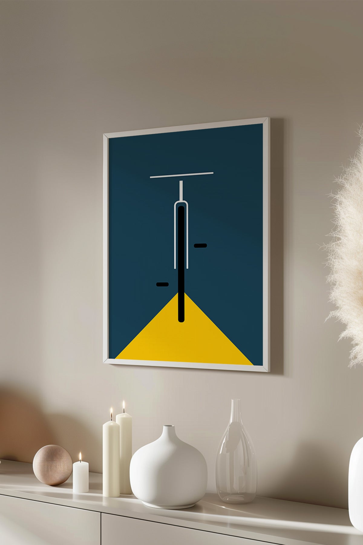 Bauhaus Serisi Beyaz Çerçeveli Poster, Tablo No:56