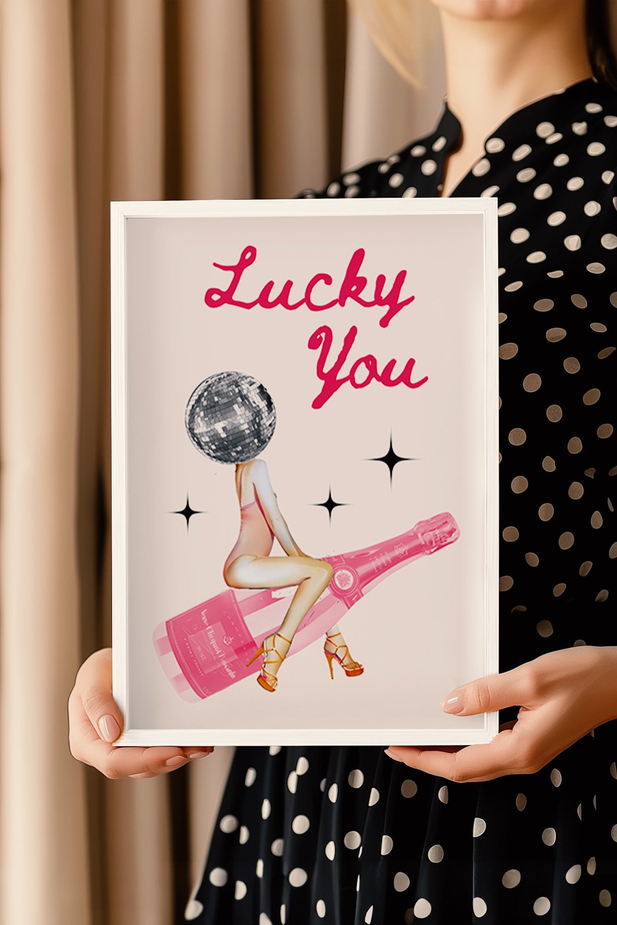 Lucky You Serisi Beyaz Çerçeveli Poster, Tablo Duvar Dekoru No:90