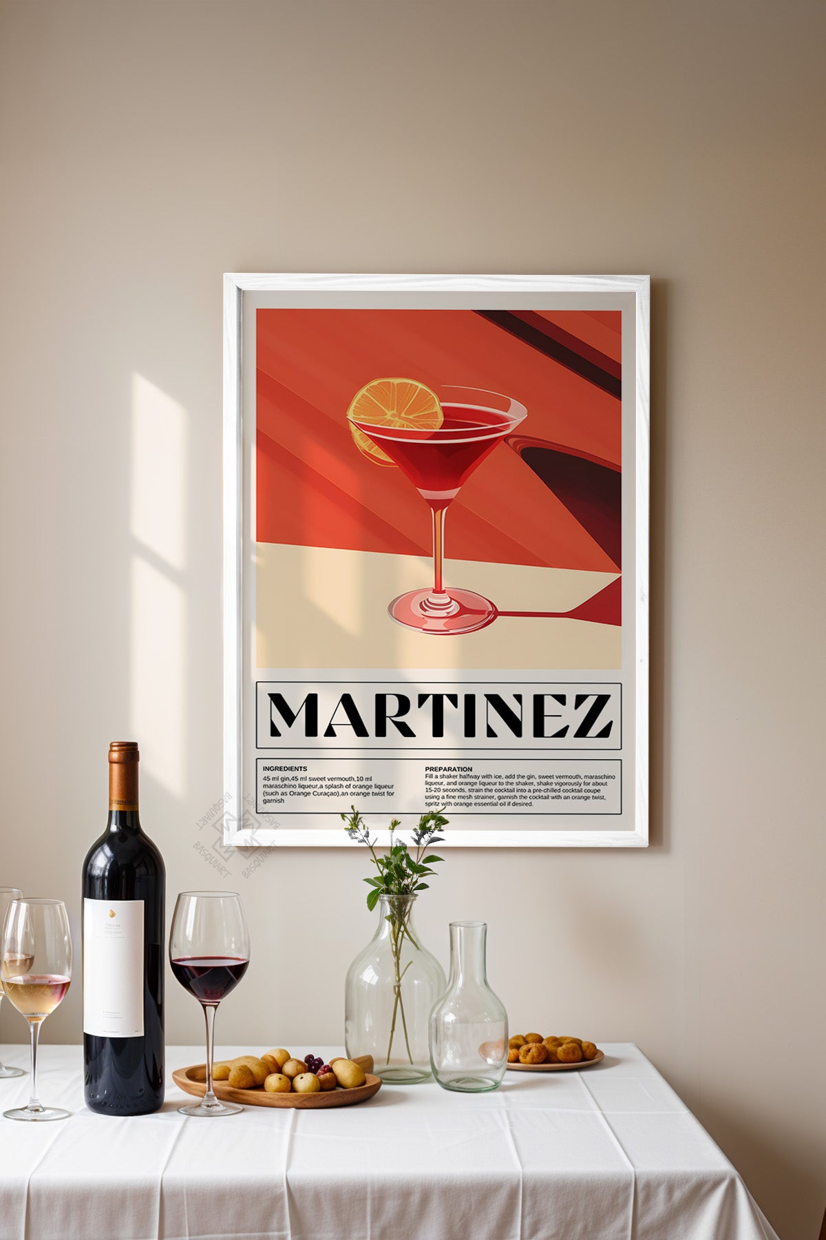 Kokteyl Serisi Beyaz Çerçeveli Poster, Tablo, Cafe, Restoran, Mutfak Duvar Dekoru No:1