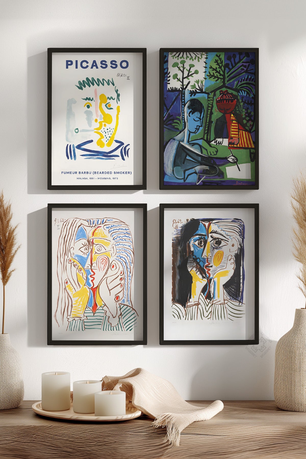 Picasso Sanatsal 4'lü Siyah Çerçeveli Poster, Tablo Seti No:35