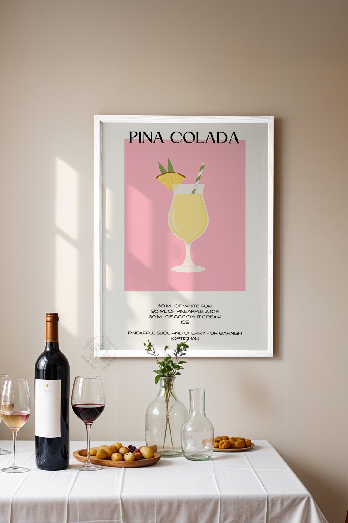 Kokteyl Serisi Beyaz Çerçeveli Poster, Tablo, Cafe, Restoran, Mutfak Duvar Dekoru No:19