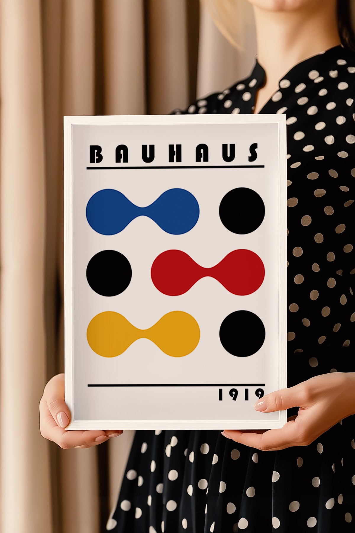 Bauhaus Serisi Beyaz Çerçeveli Poster, Tablo No:54