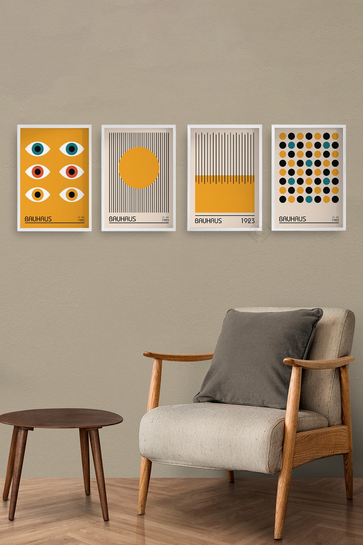 Bauhaus 4'lü Beyaz Çerçeveli Poster, Tablo Seti No:31