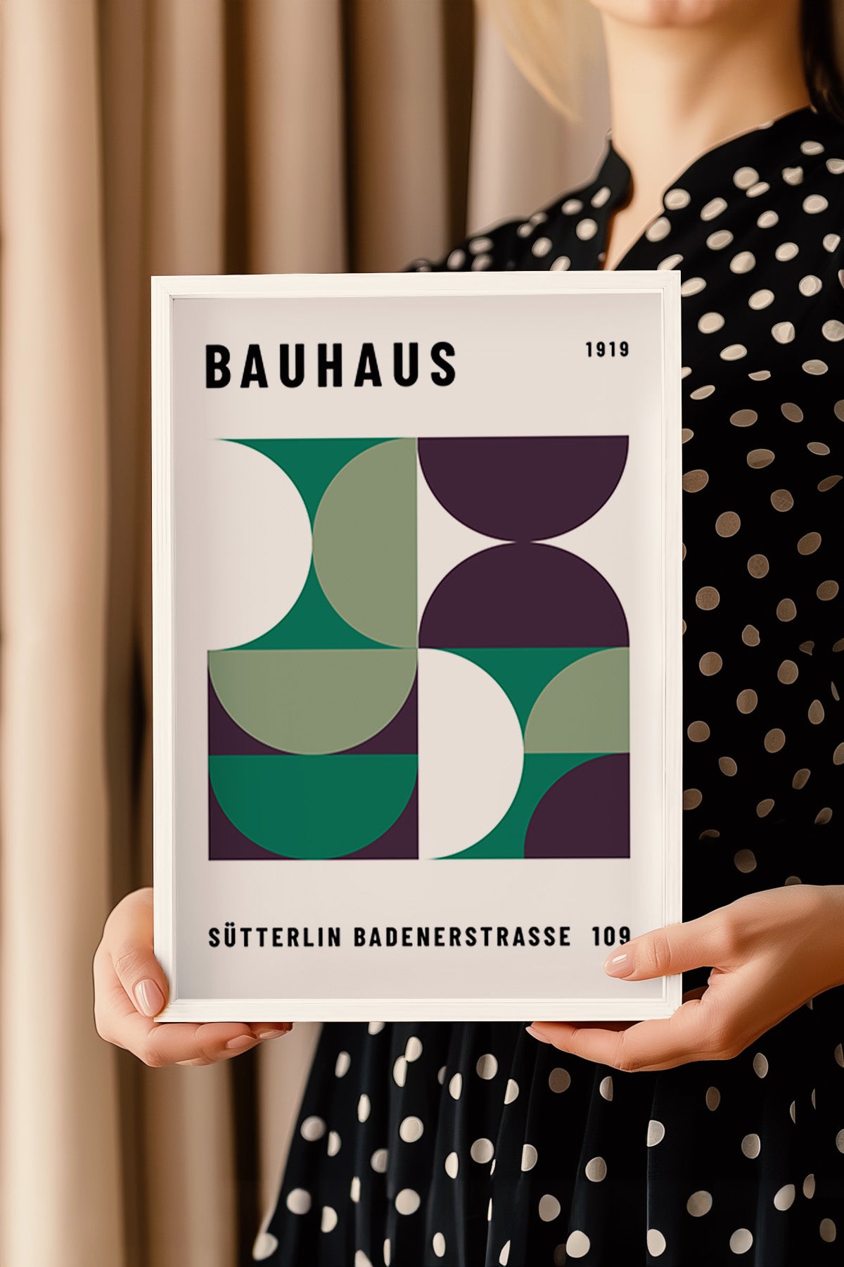 Bauhaus Serisi Beyaz Çerçeveli Poster, Tablo No:92
