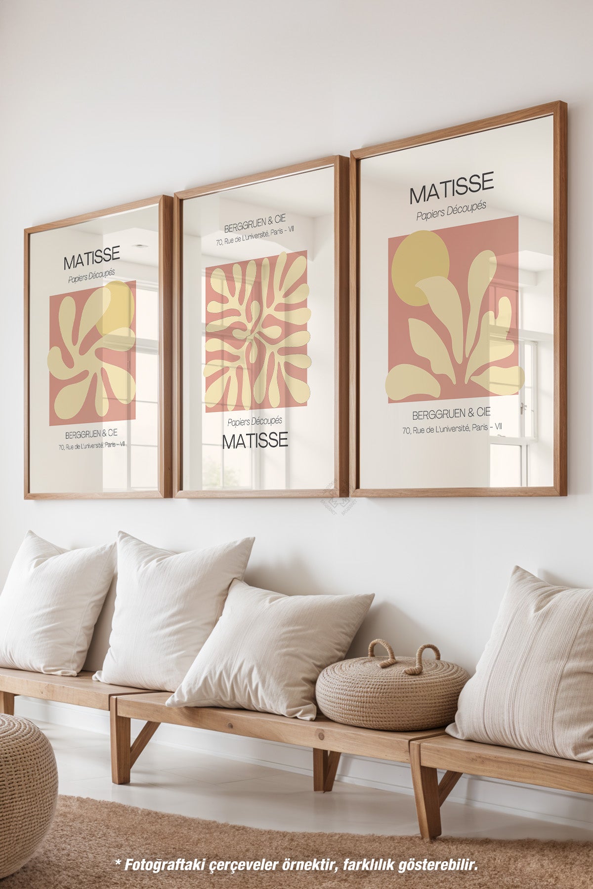 Dekoratif Matisse 3'lü Ahşap Çerçeveli Poster, Tablo Seti No:36