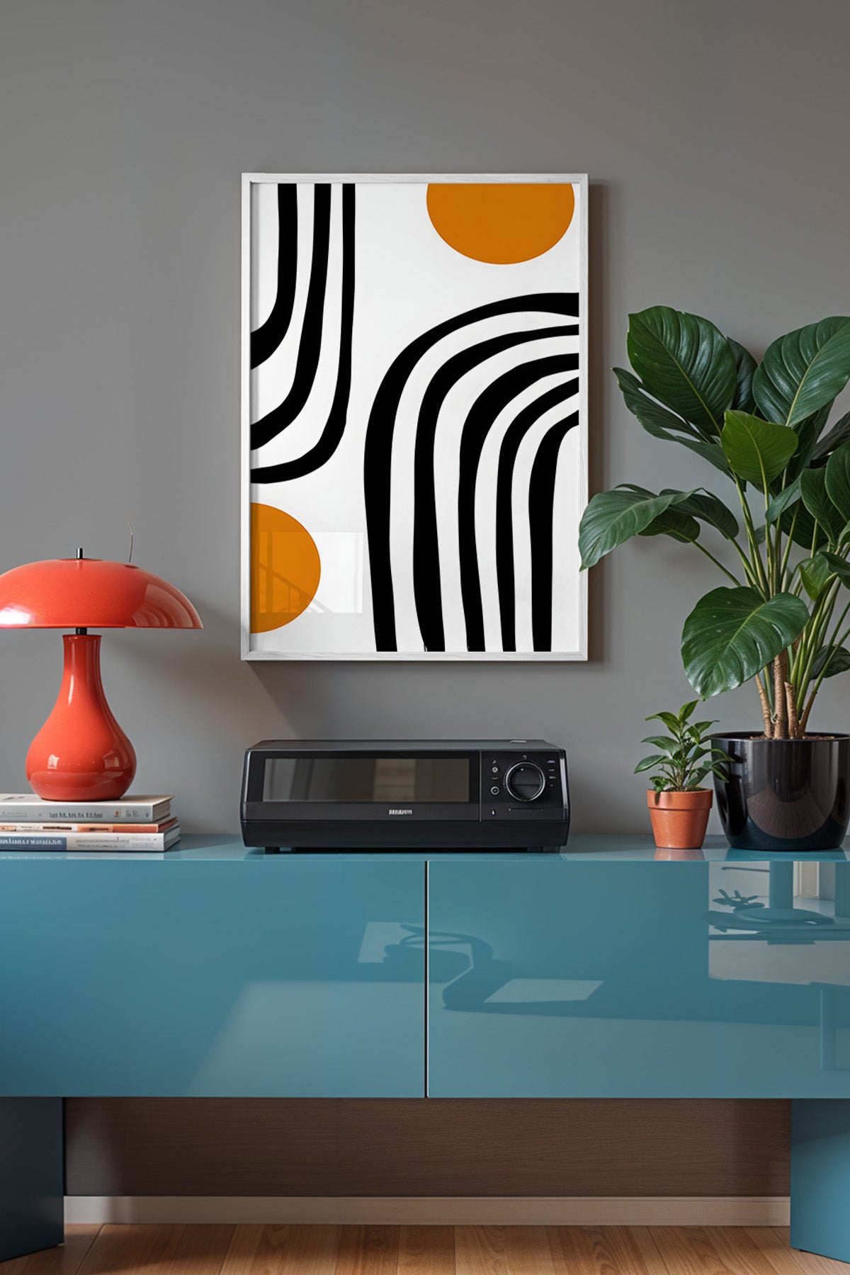 Bauhaus Serisi Beyaz Çerçeveli Poster, Tablo No:105