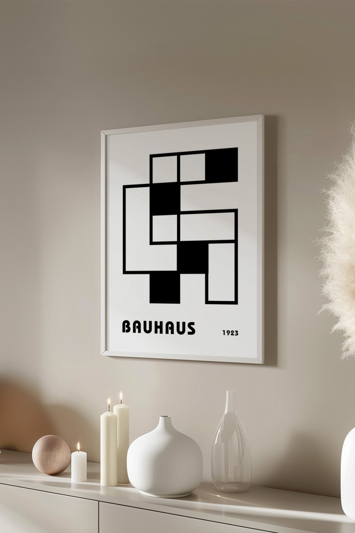 Bauhaus Serisi Beyaz Çerçeveli Poster, Tablo No:51