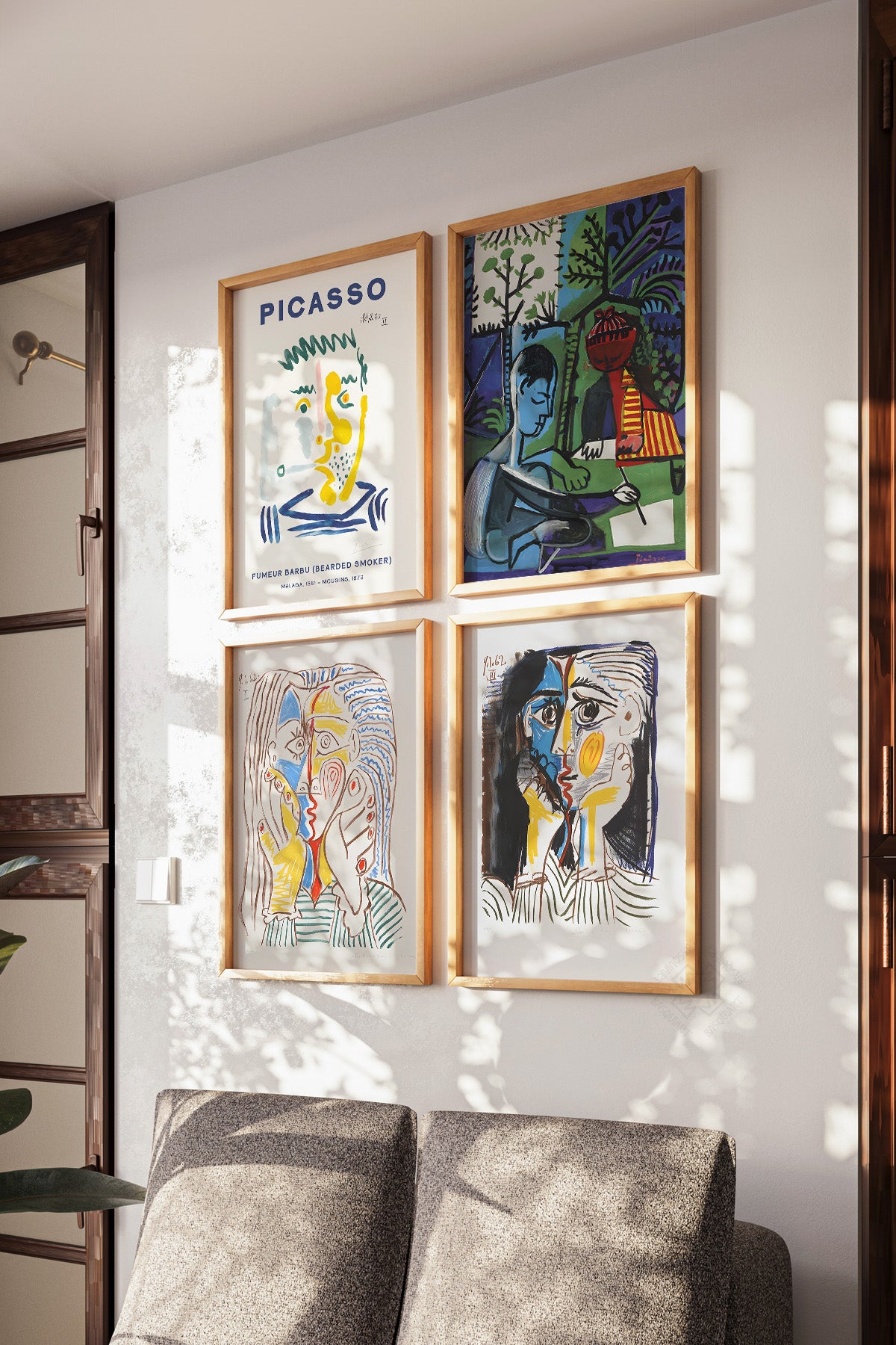 Picasso Sanatsal 4'lü Ahşap Çerçeveli Poster, Tablo Seti No:35