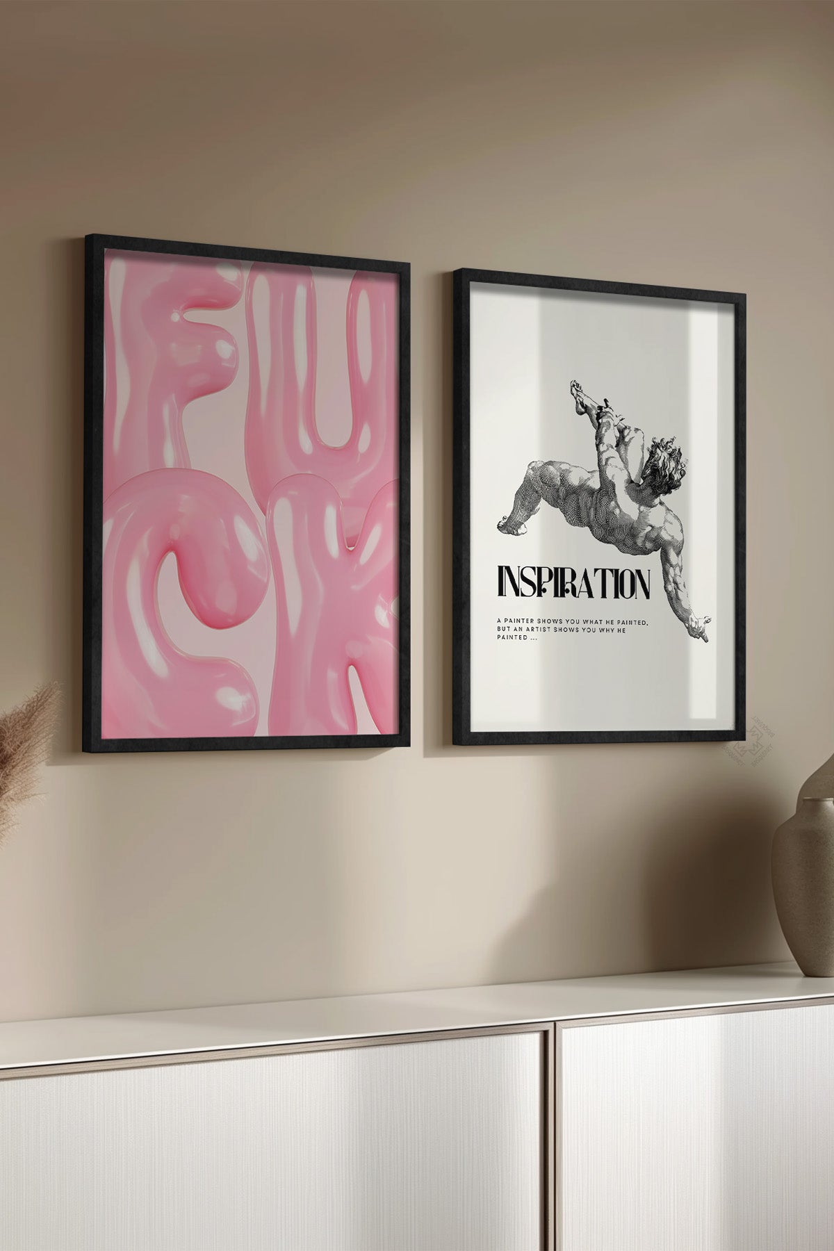 Modern Sanatsal 2'li Siyah Çerçeveli Poster, Tablo Seti No:9